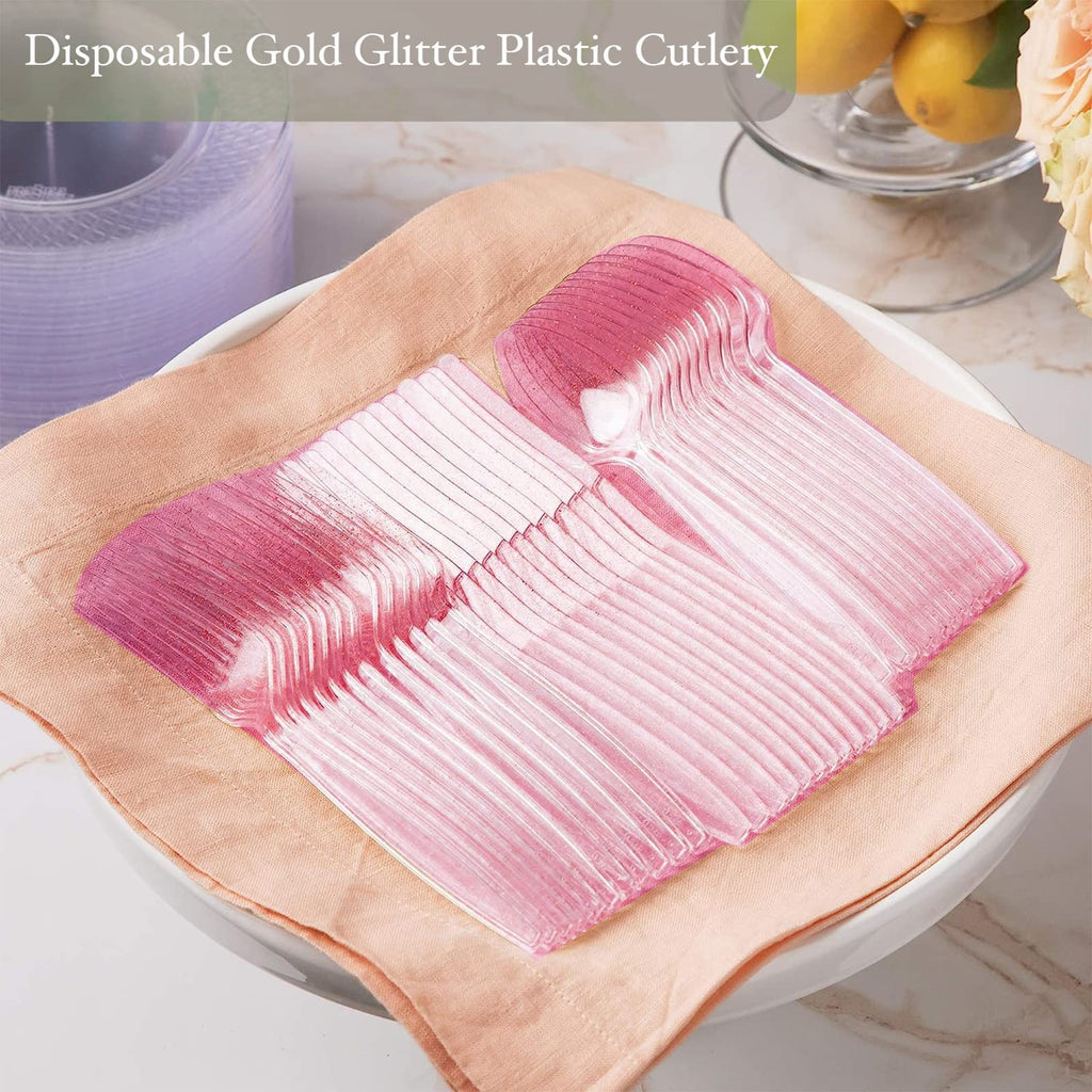 Baby Shower Disposable Dinnerware for Girl - 175PCS Set 25 Guest Rose Gold
