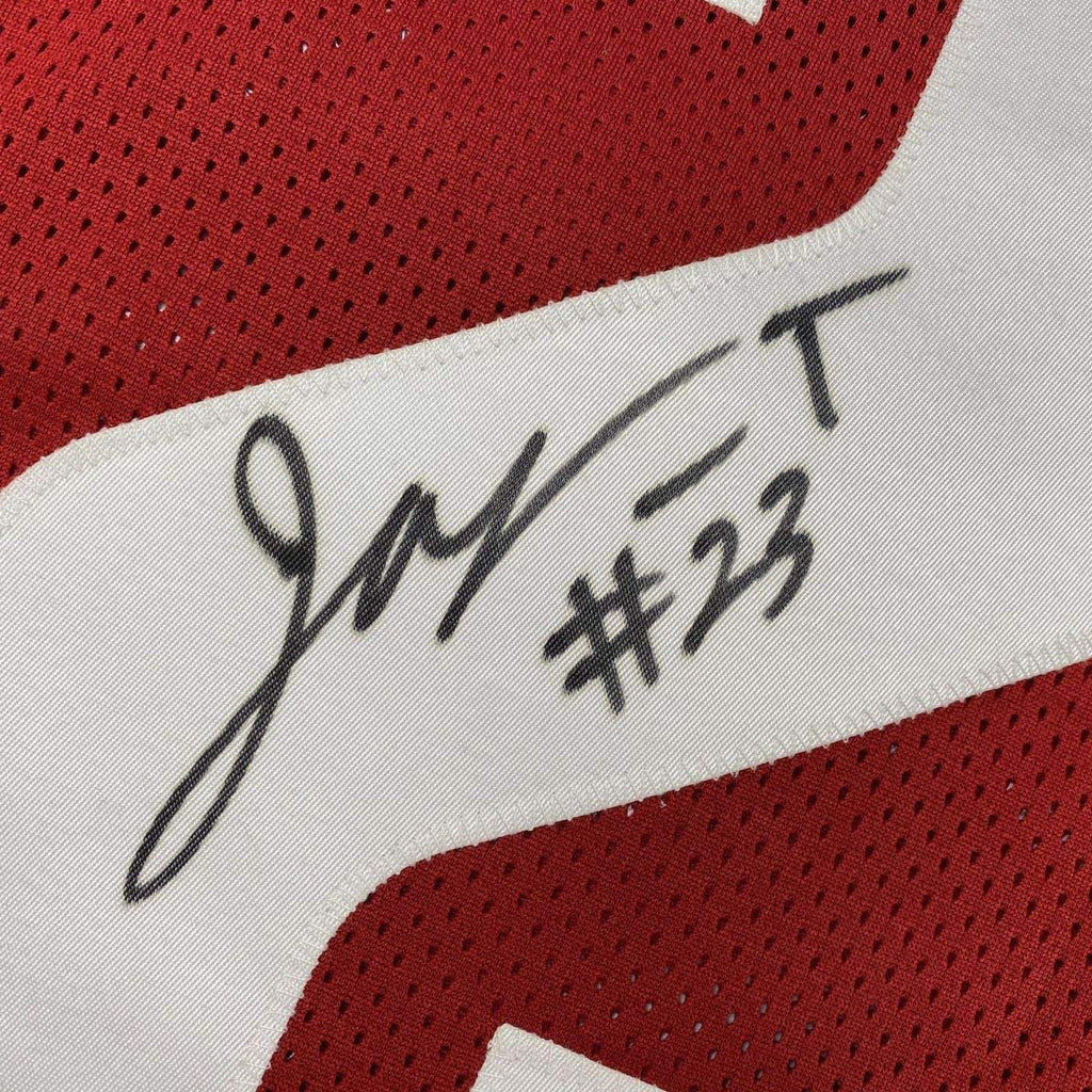 Autographed/Signed Jonathan Taylor Wisconsin Red College Football Jersey JSA COA