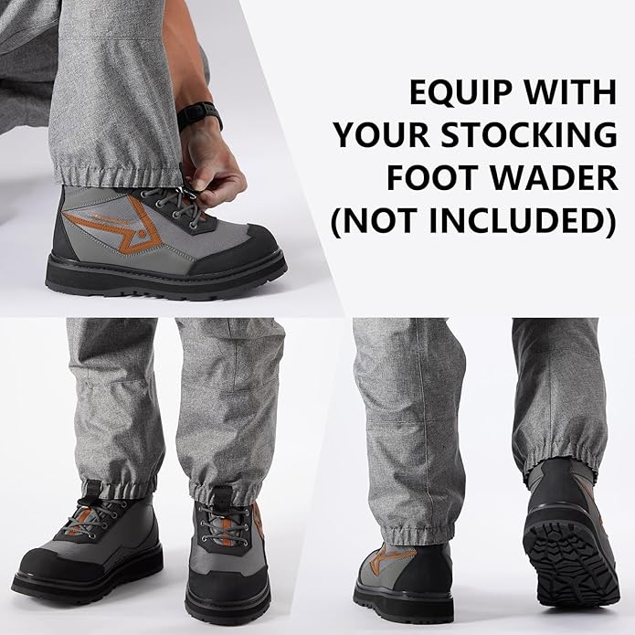 BASSDASH Men’s Wading Boots Lightweight Anti-Slip Rubber Sole Fly Fishing Wading Shoes