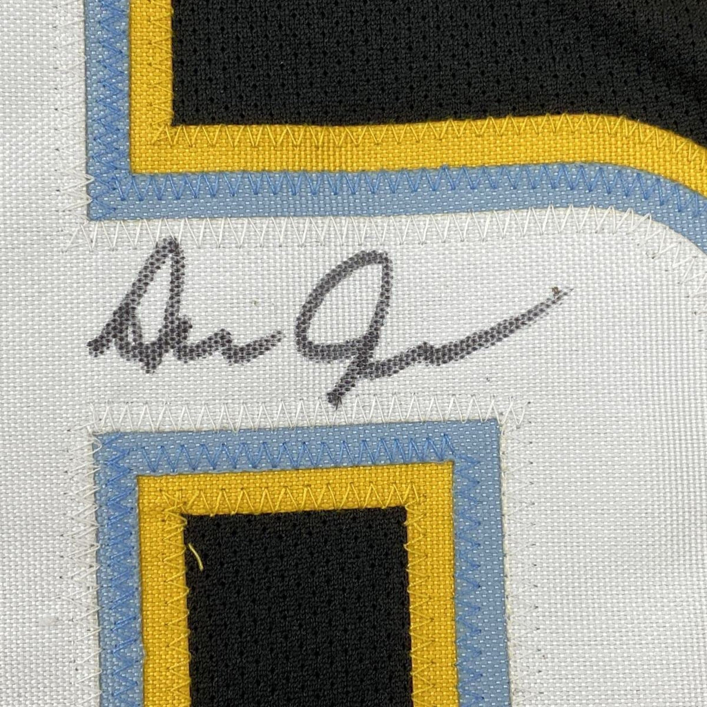 Framed Autographed/Signed Asante Samuel Jr. 35x39 Los Angeles LA Black Football Jersey JSA COA