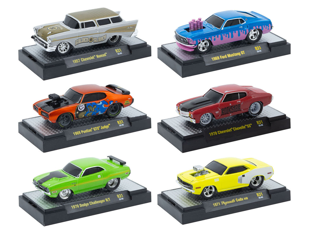 "Ground Pounders" 6 Cars Set Release 31 IN DISPLAY CASES Limited Edition 1/64 Diecast Model Cars by M2 Machines