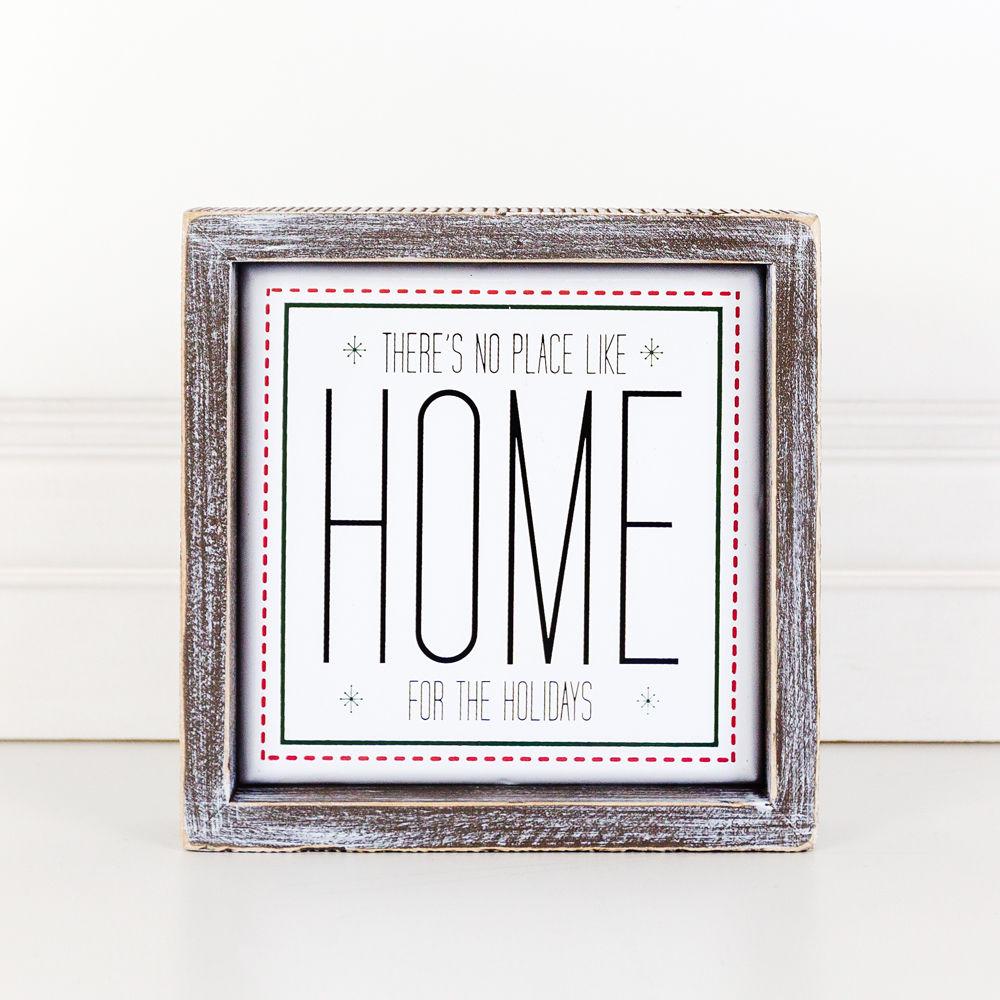Holiday Home Wall Sign 7 Inch Framed Wood Metal Accent No Place Like Home For The Holidays