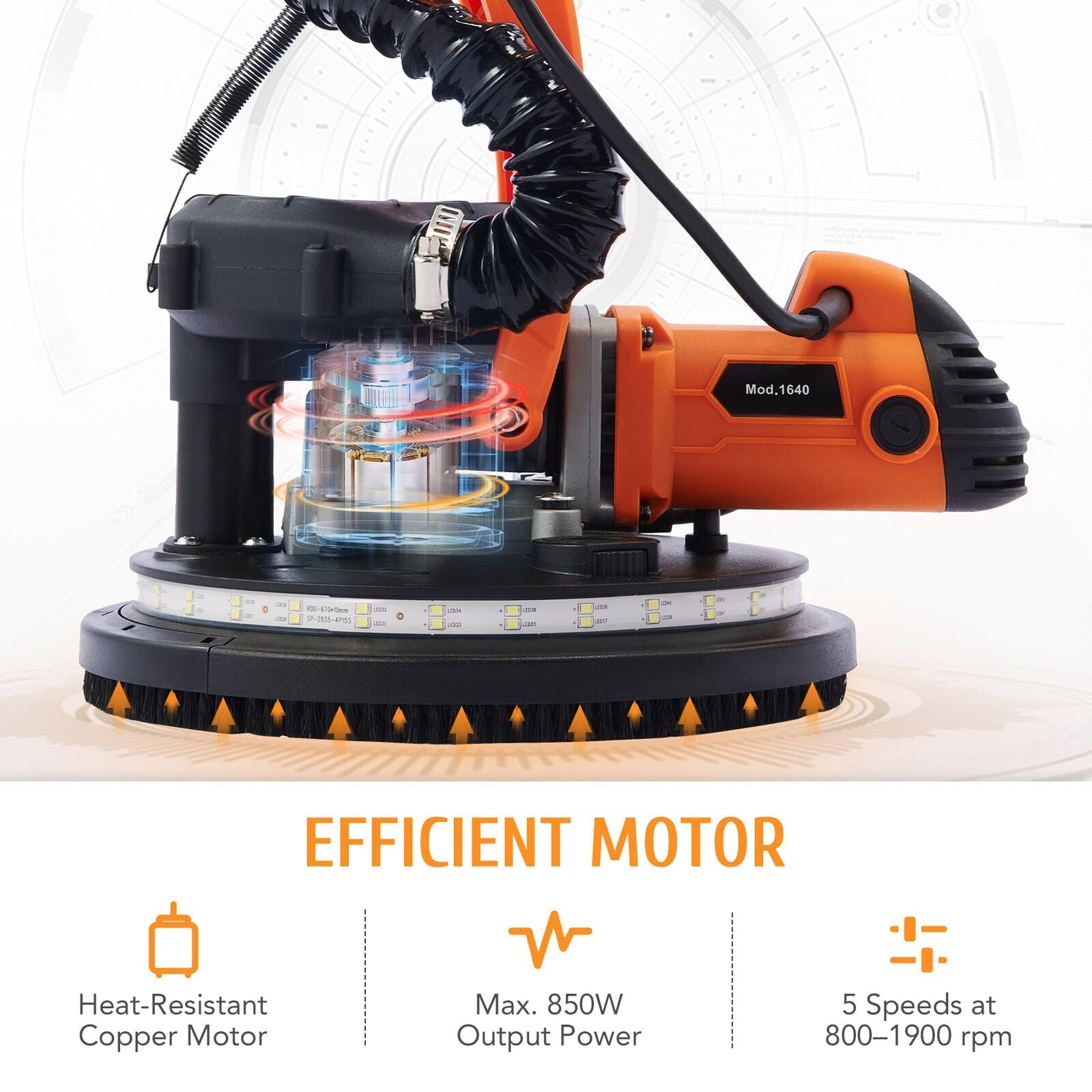 850W 82" Electric Extendable Drywall Grinding Tools Sander Machine (92157432)