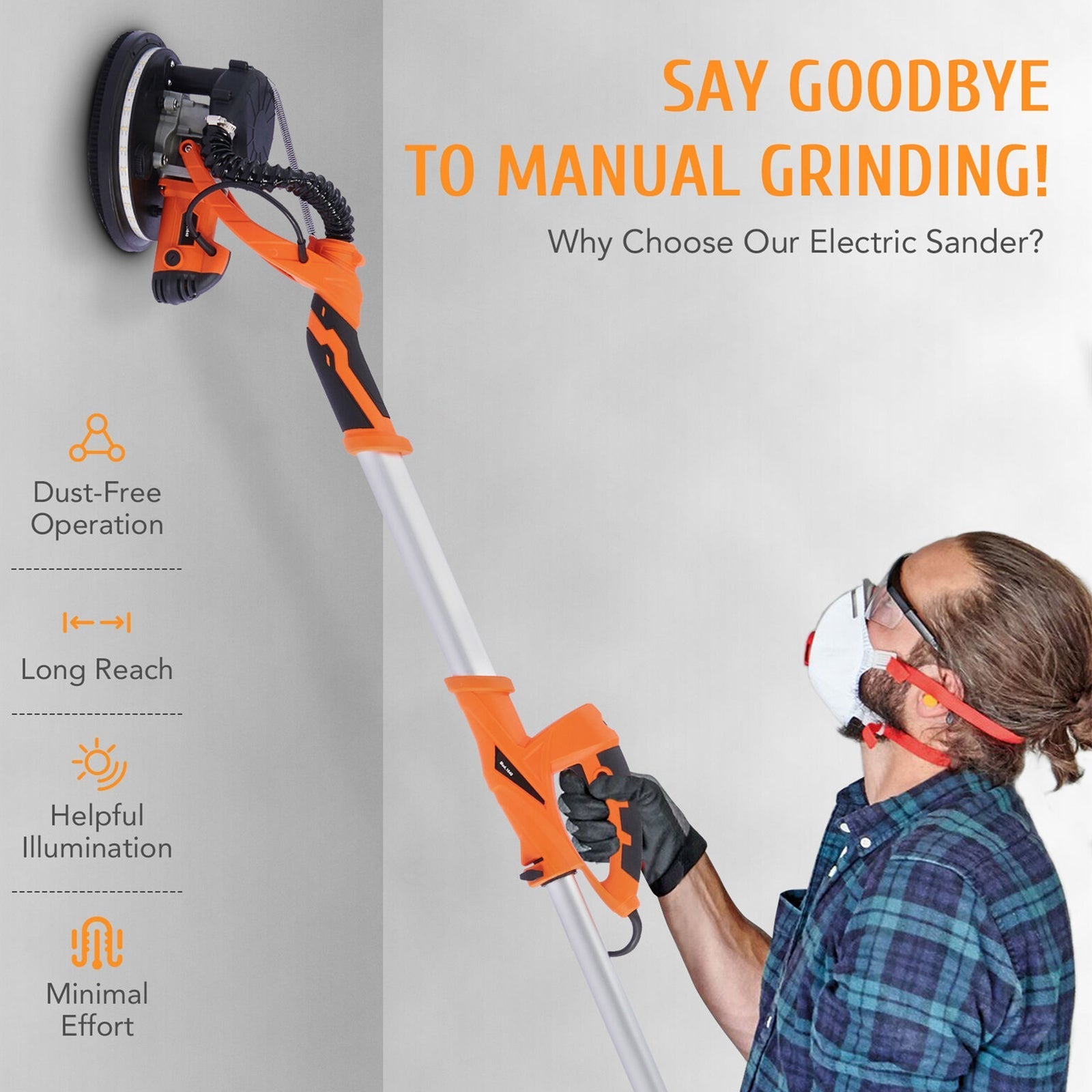 850W 82" Electric Extendable Drywall Grinding Tools Sander Machine (92157432)