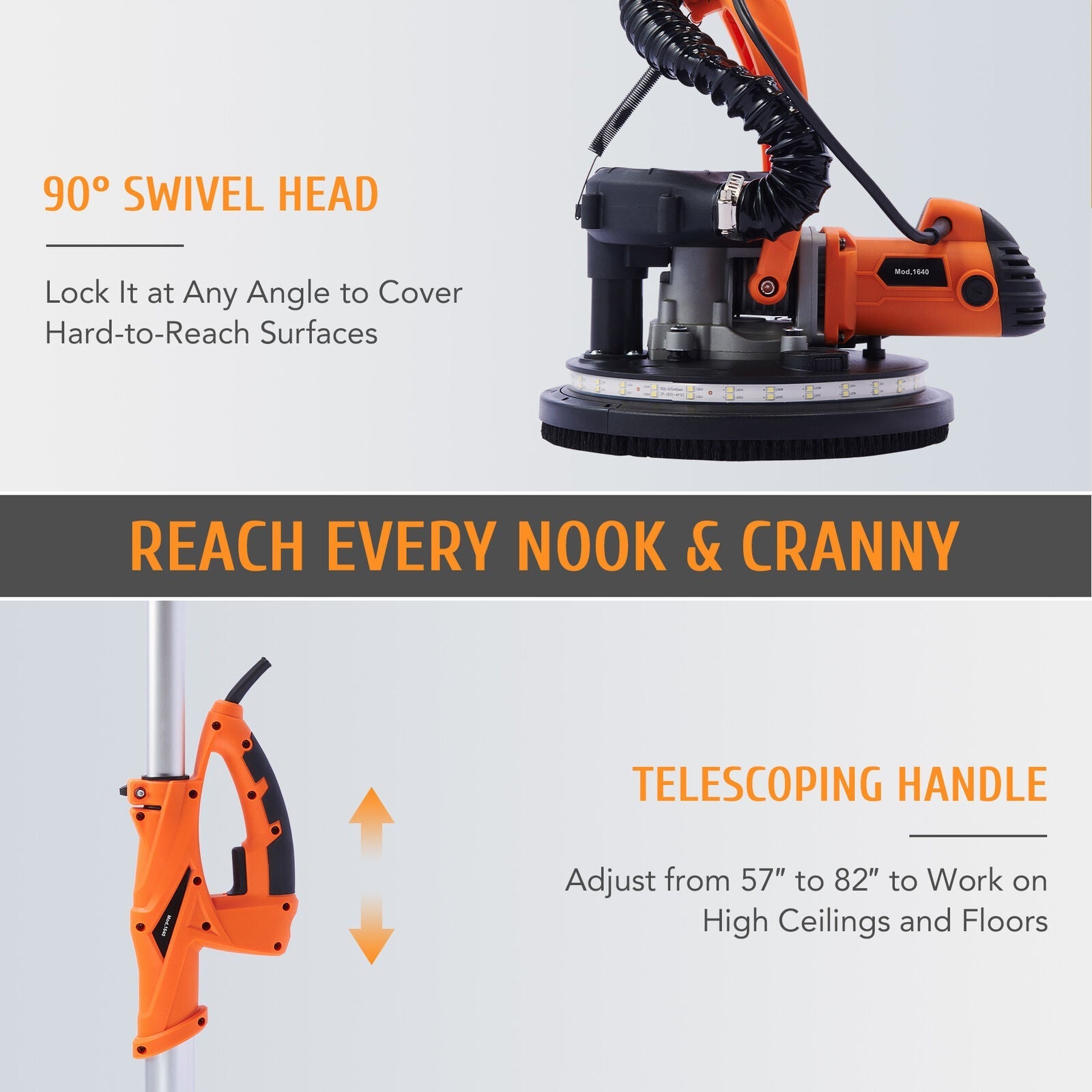 850W 82" Electric Extendable Drywall Grinding Tools Sander Machine (92157432)