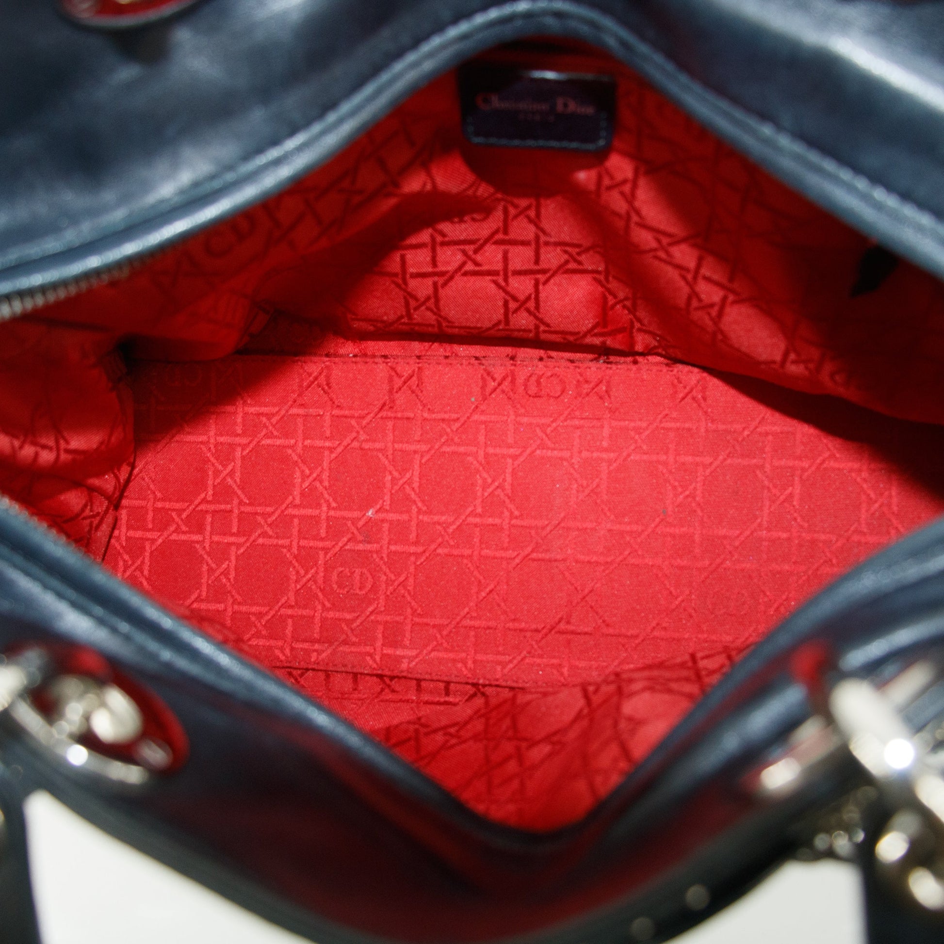 Christian Dior Leather Studded Black Lady Dior Tote Bag #8532