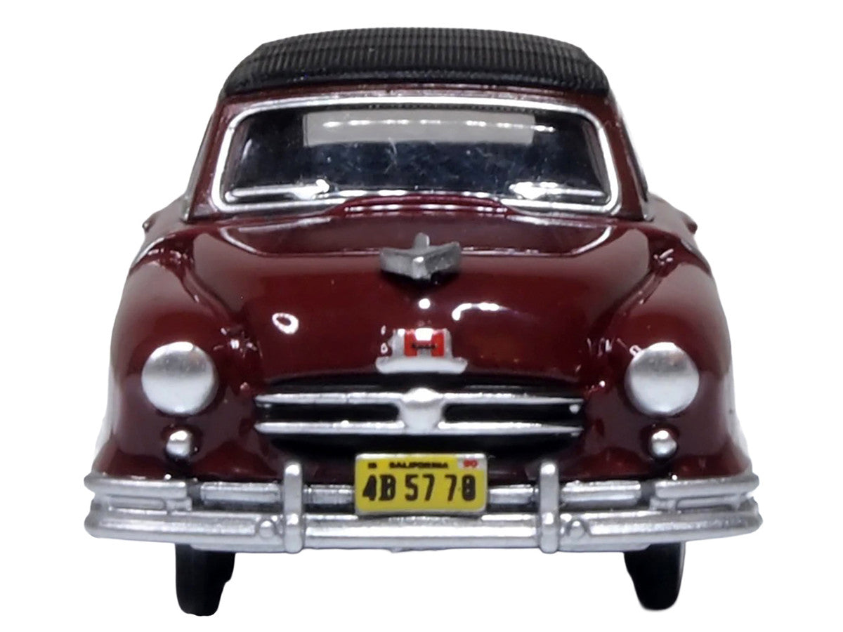1950 Nash Rambler Custom Landau Convertible (Closed) Sunset Maroon with Black Top 1/87 (HO) Scale Diecast Model Car by Oxford Diecast