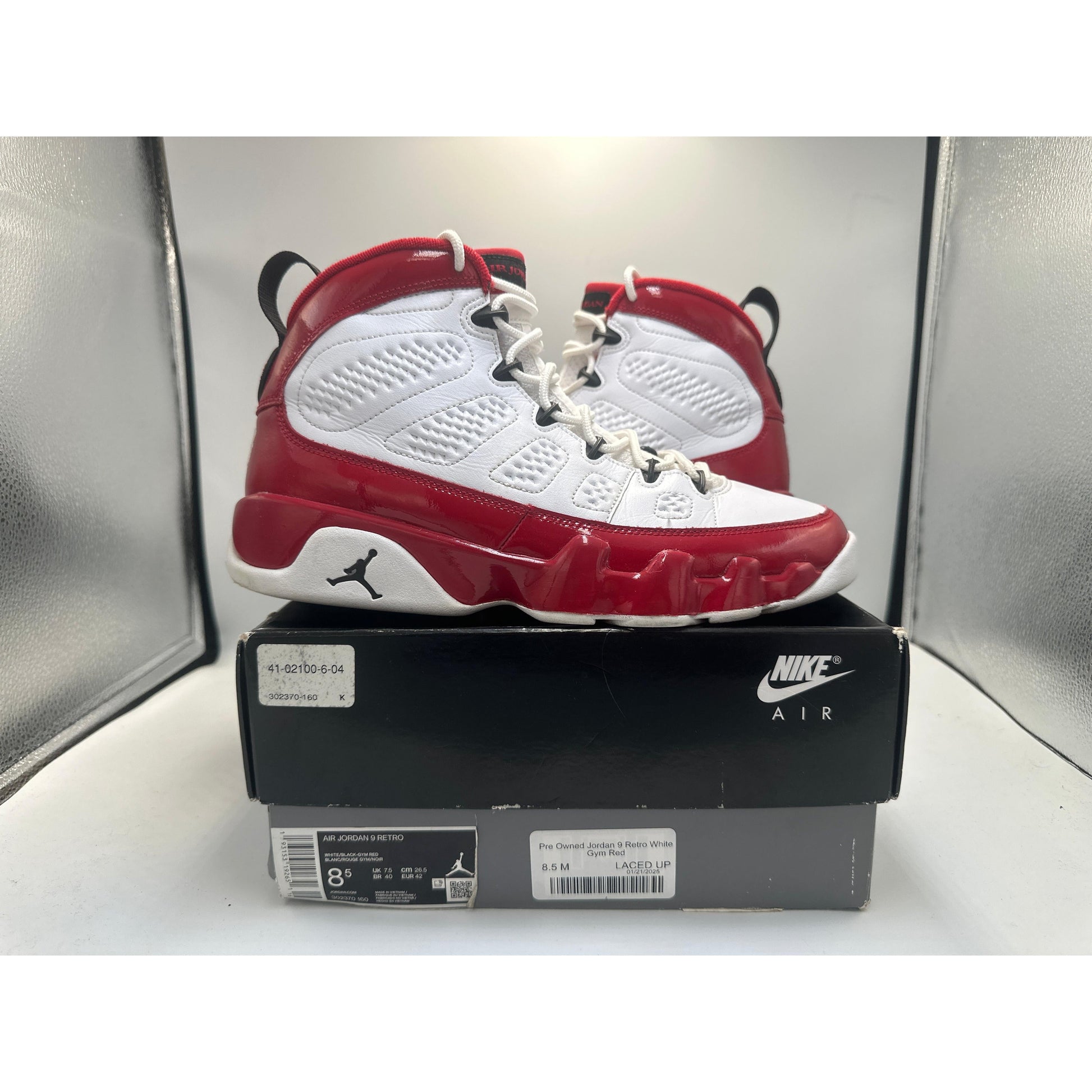 Pre Owned Jordan 9 Retro White Gym Red
