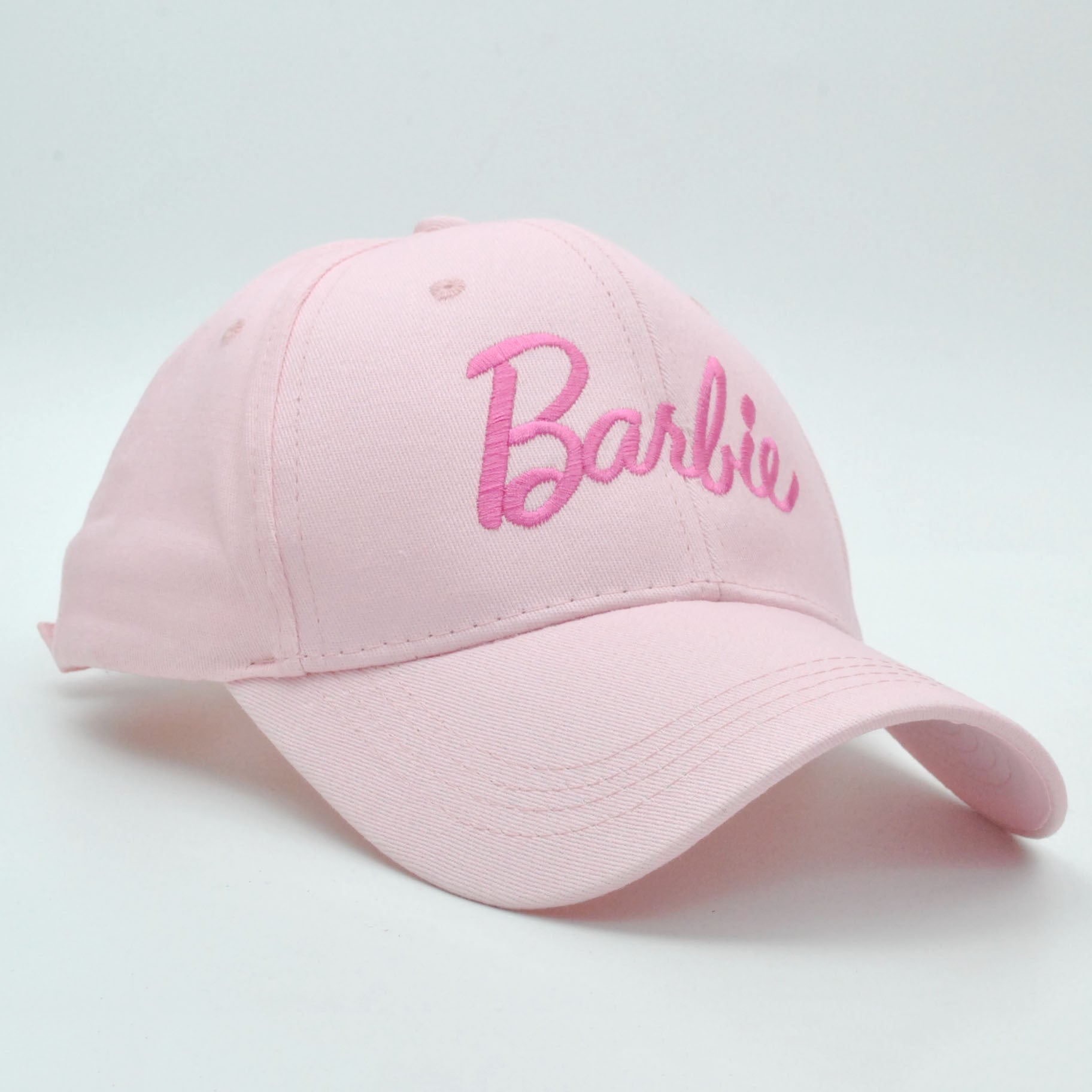 Cross-border new Barbie Barbie pink hard top baseball cap ins Korean version of cute embroidery curved eaves cap wholesale