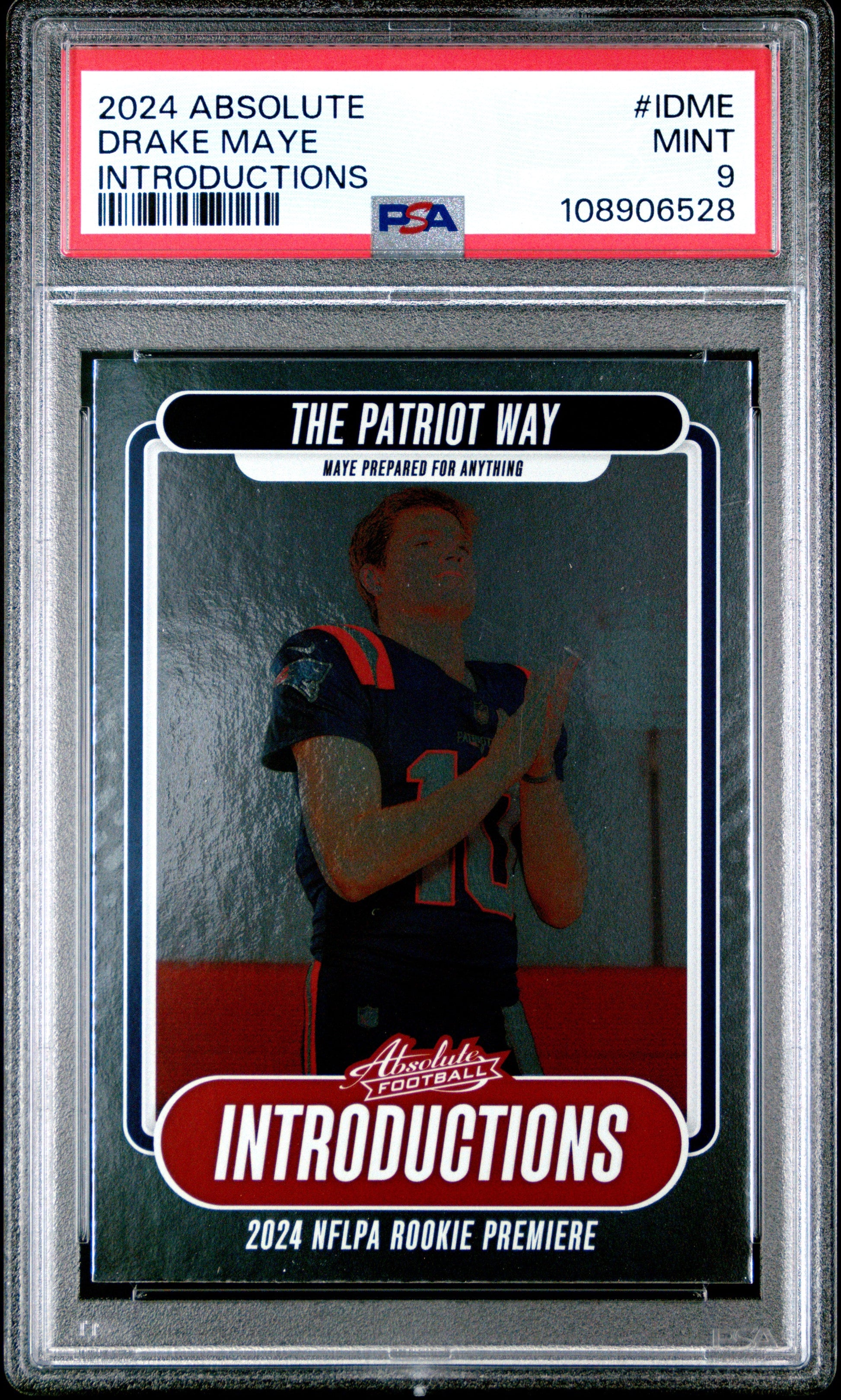 Graded 2024 Panini Absolute Drake Maye #IDME Introductions Rookie RC Football Card PSA 9 Mint