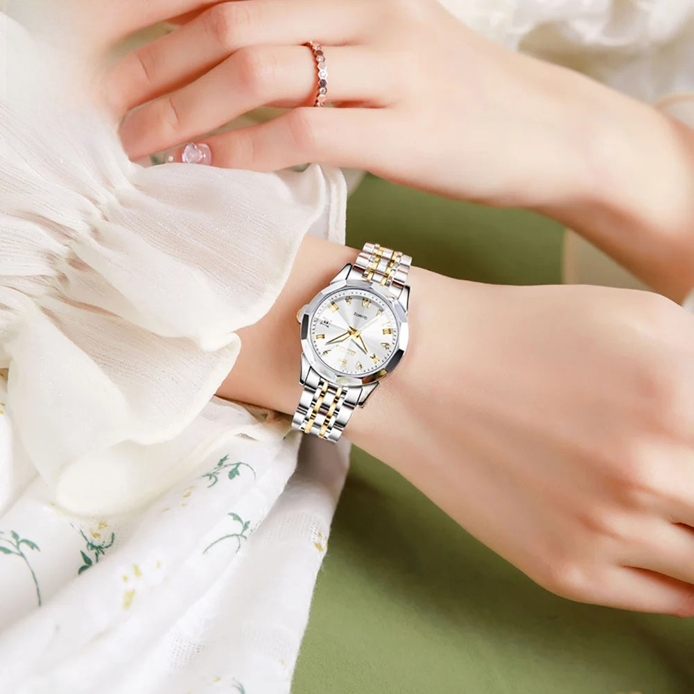 Women's Two Tone Stainless Steel Quartz Watch With Date