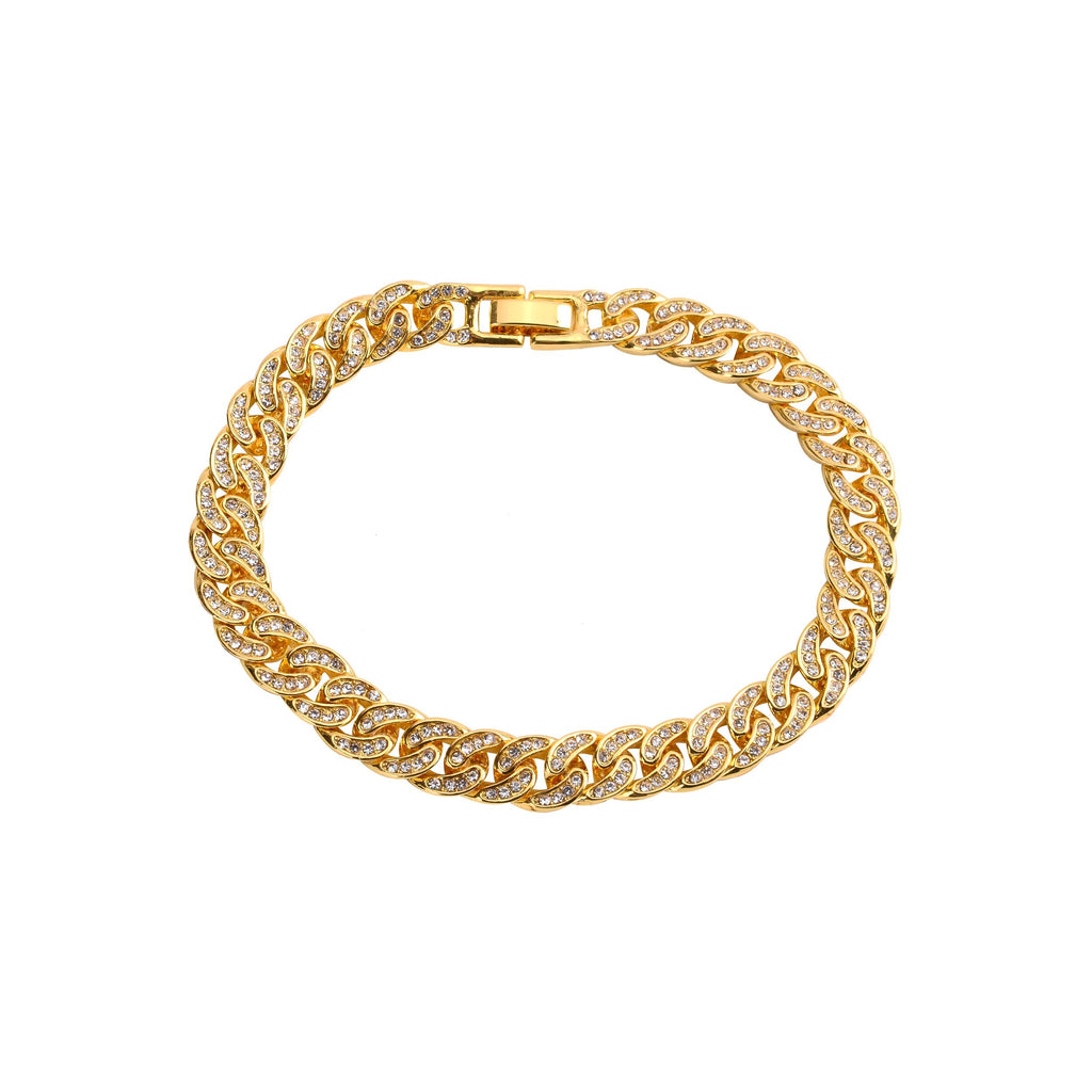 8mm Cuban Bracelet Pave Iced Curb Link High Shine Finish
