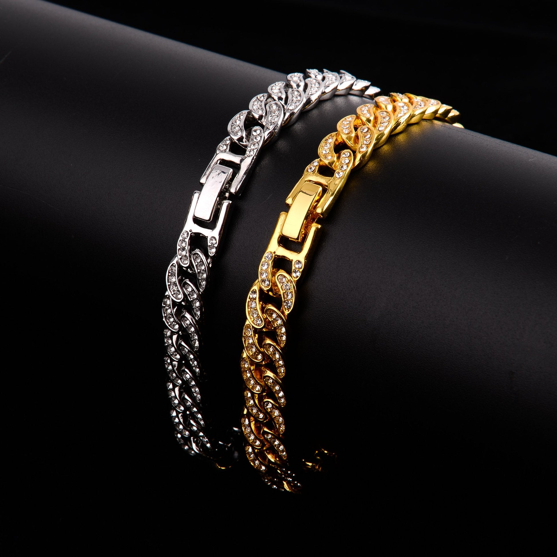 8mm Cuban Bracelet Pave Iced Curb Link High Shine Finish