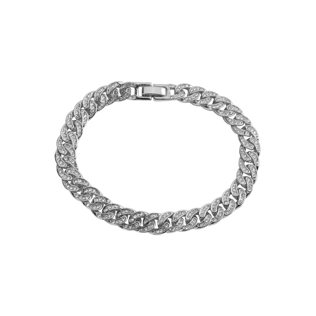 8mm Cuban Bracelet Pave Iced Curb Link High Shine Finish