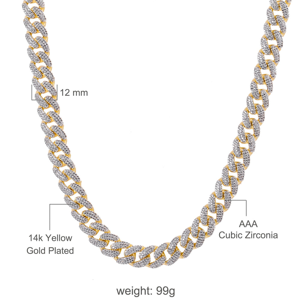8mm Iced Cuban Link Chain Pave Stones Hip Hop Necklace