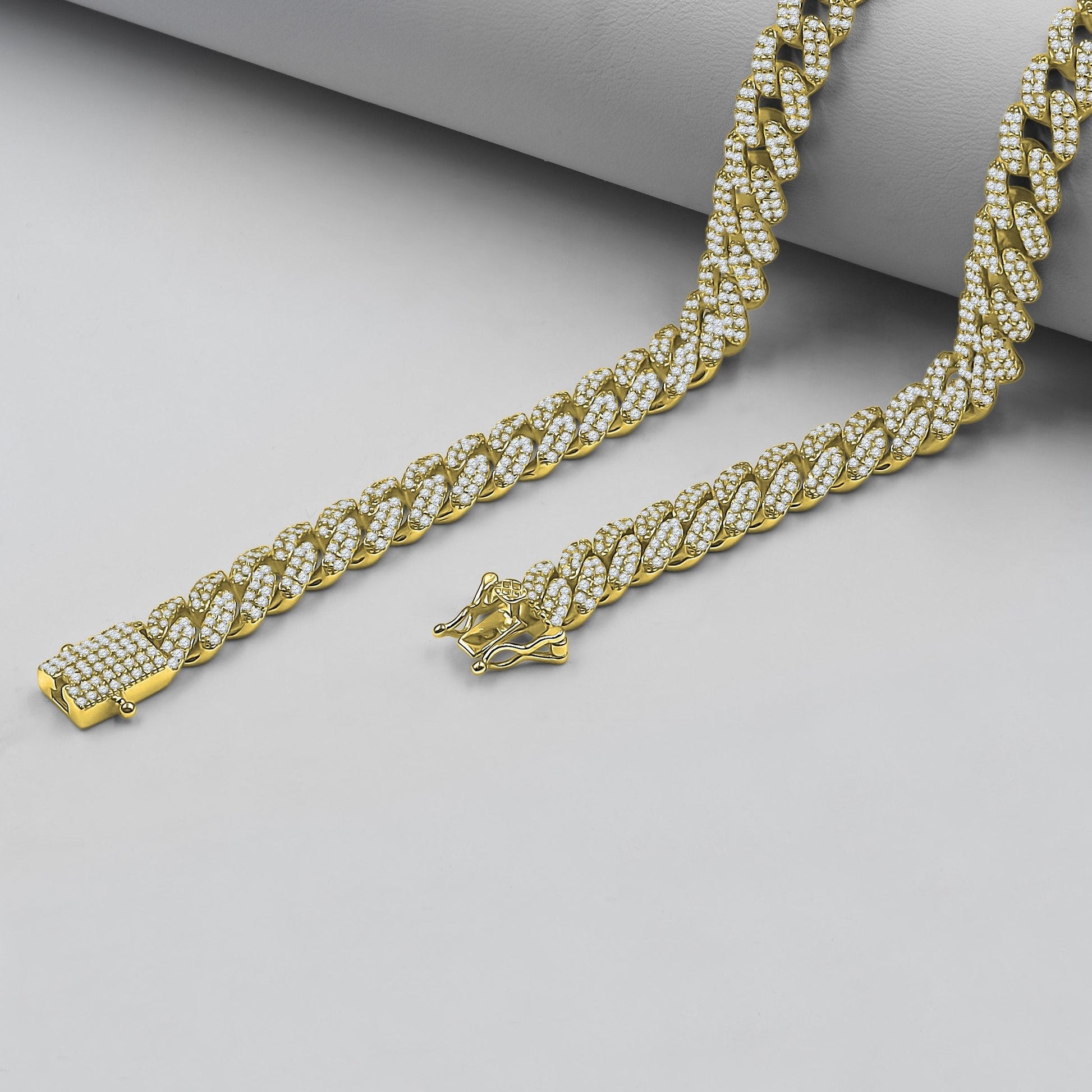 8mm Iced Cuban Link Chain Pave Stones Hip Hop Necklace