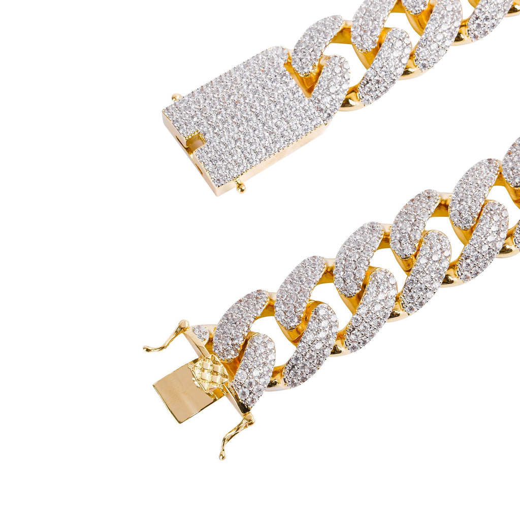 8mm Iced Cuban Link Chain Pave Stones Hip Hop Necklace