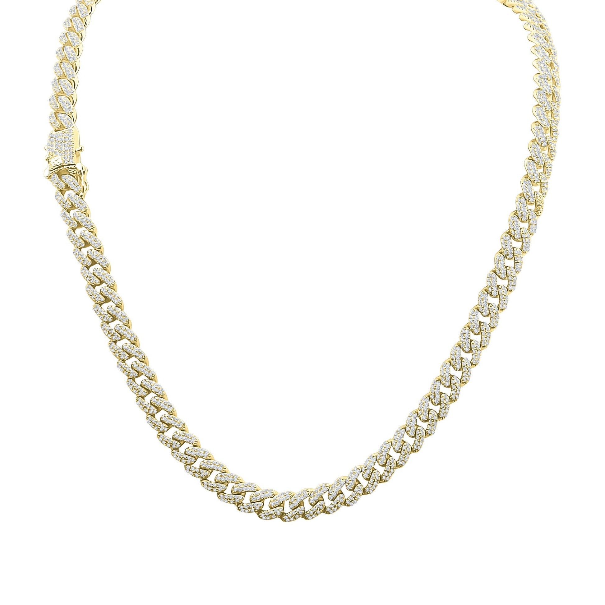 8mm Iced Cuban Link Chain Pave Stones Hip Hop Necklace