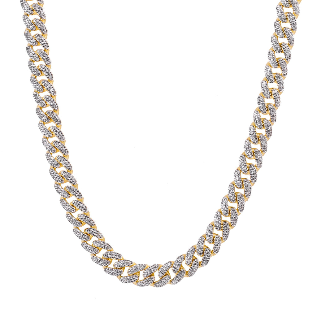 8mm Iced Cuban Link Chain Pave Stones Hip Hop Necklace