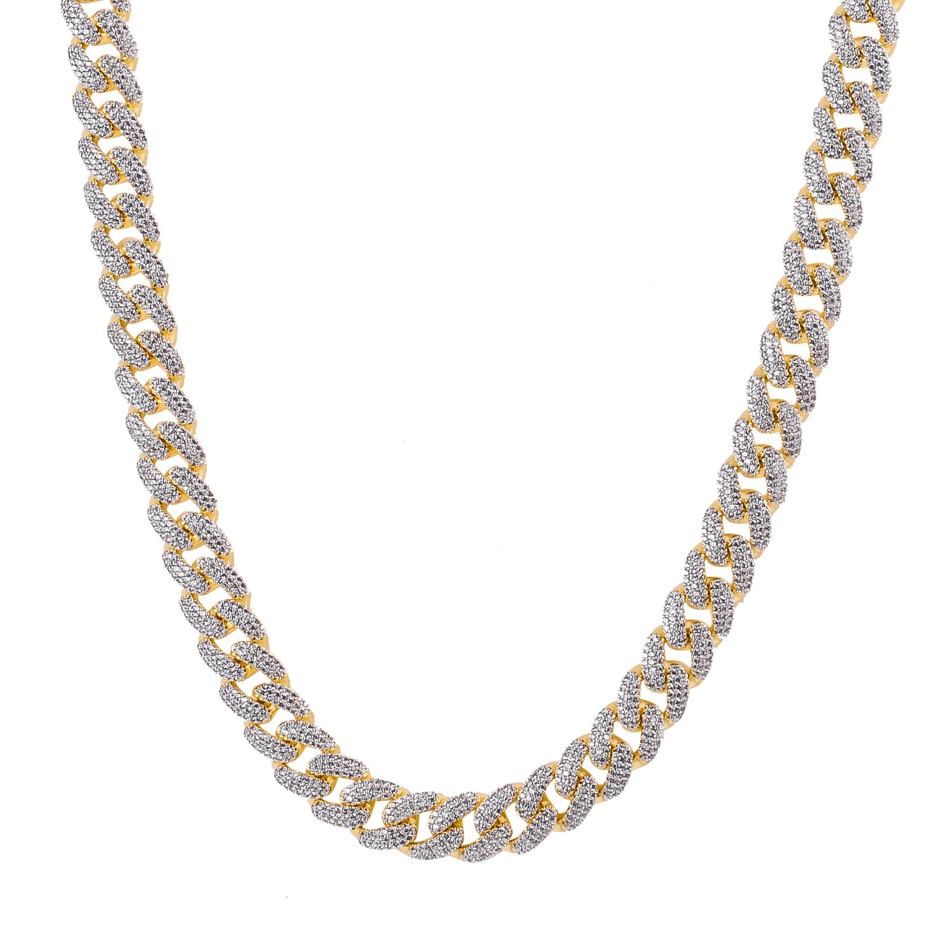 8mm Iced Cuban Link Chain Pave Stones Hip Hop Necklace