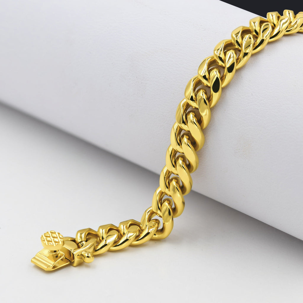 8mm Stainless Steel Curb Chain Bracelet Polished Men