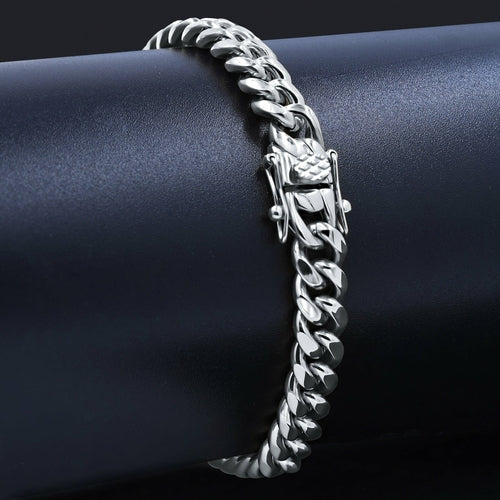 8mm Stainless Steel Curb Chain Bracelet Polished Men