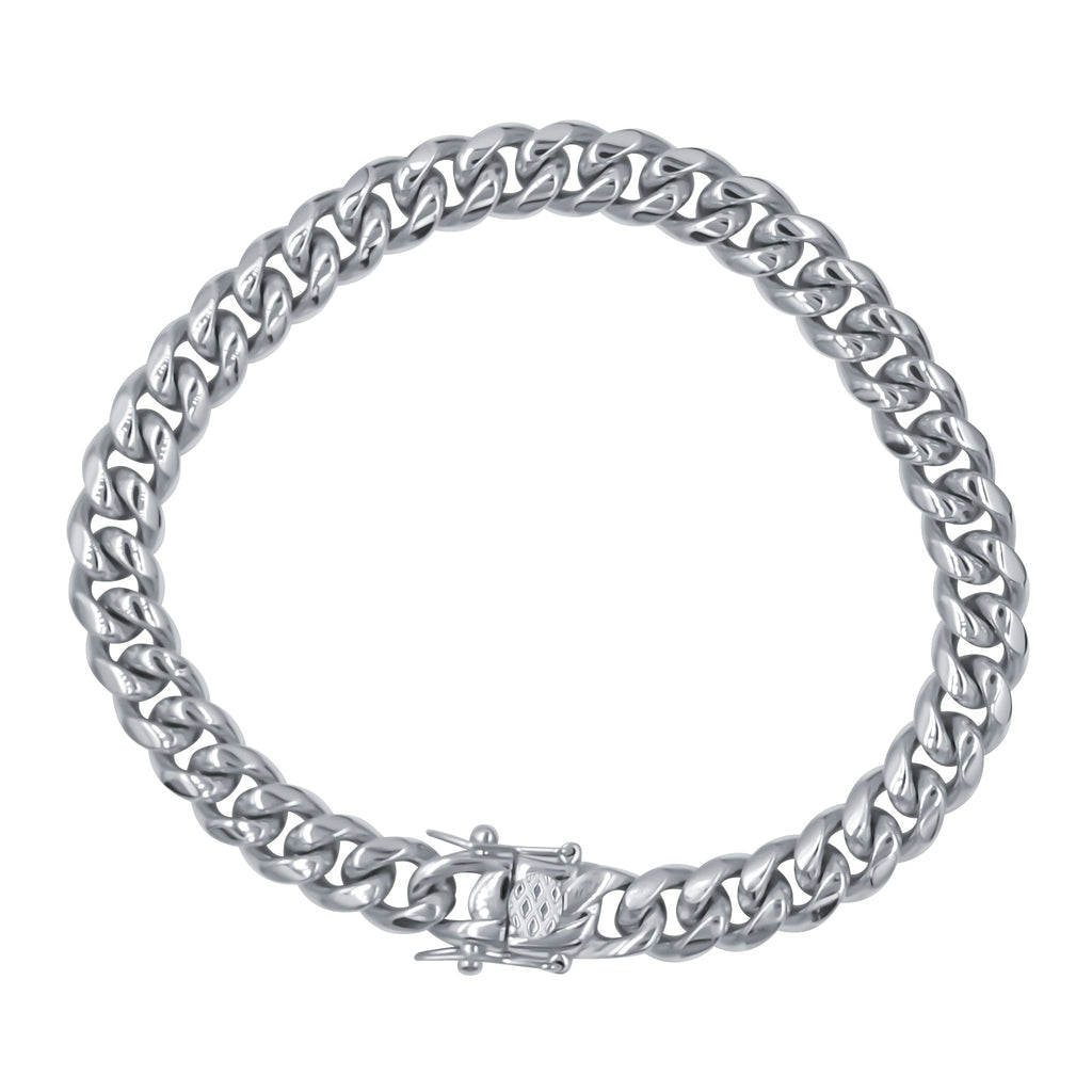 8mm Stainless Steel Curb Chain Bracelet Polished Men