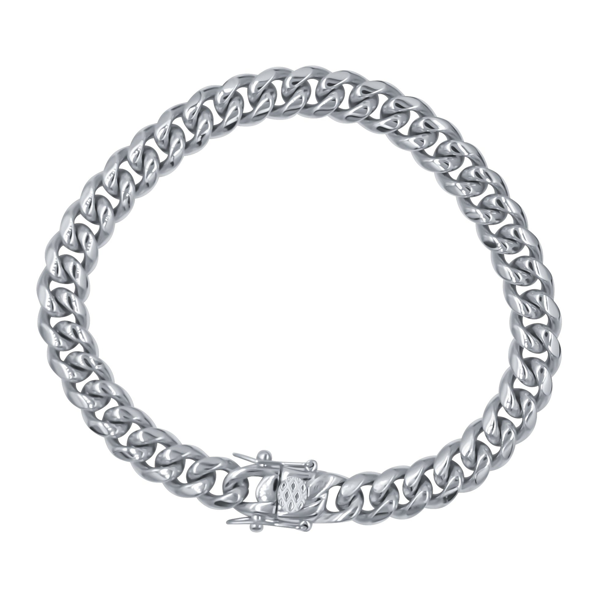 8mm Stainless Steel Curb Chain Bracelet Polished Men