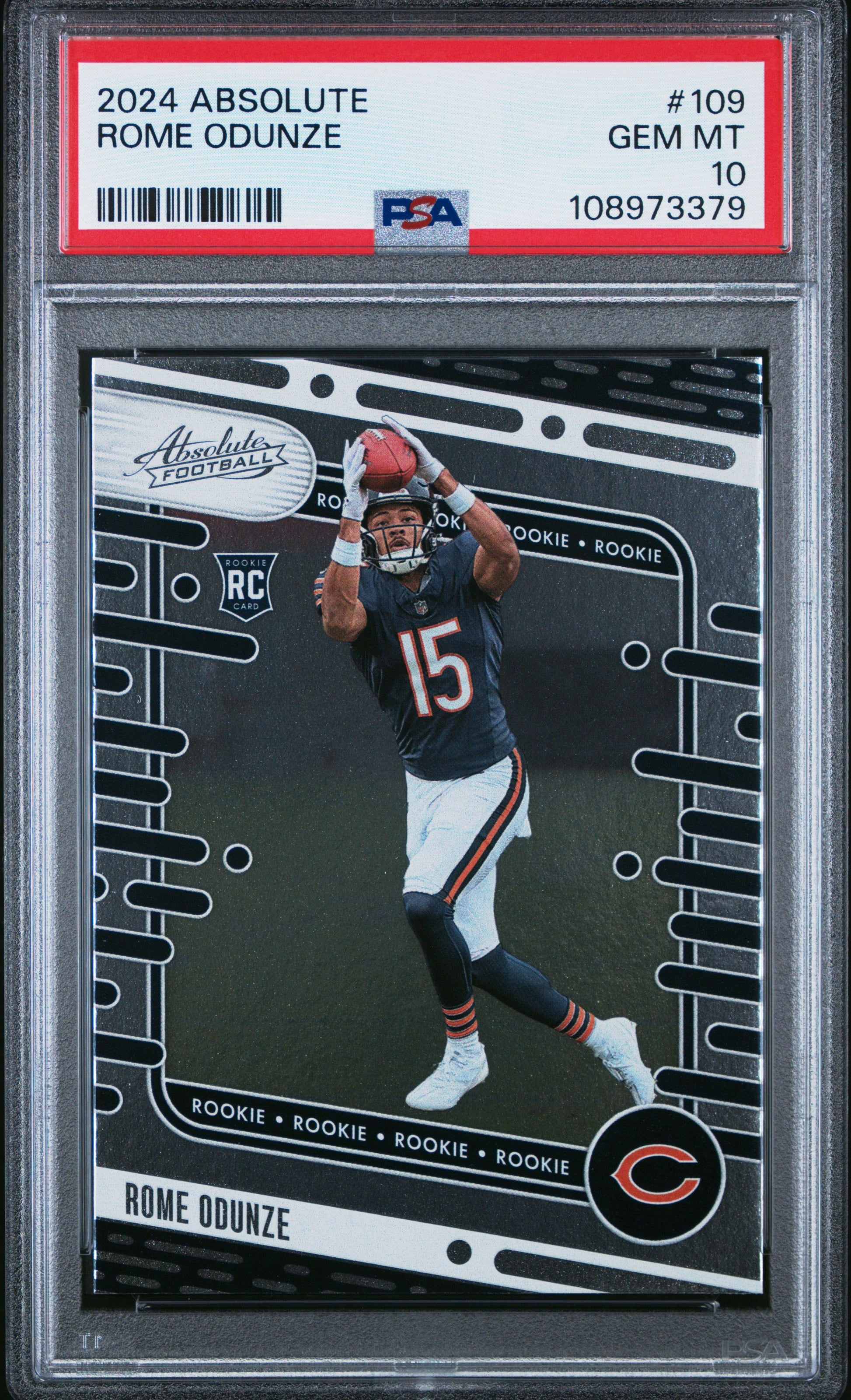 Graded 2024 Panini Absolute Rome Odunze #109 Rookie RC Football Card PSA 10 Gem Mint