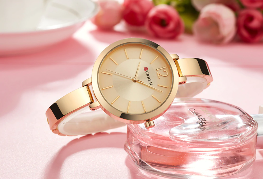 Women's Gold Bangle Watch Minimalist Dress Bracelet