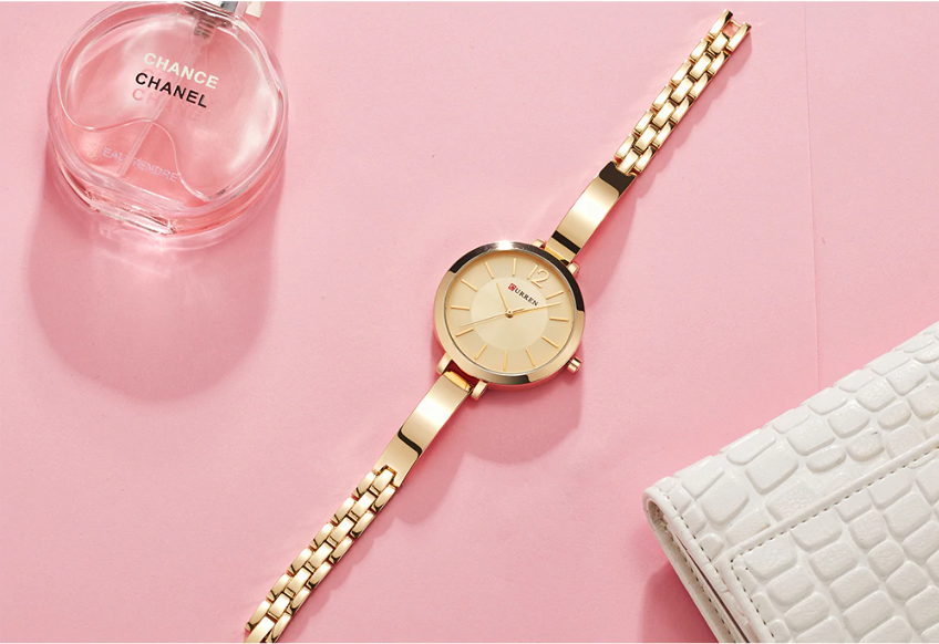 Women's Gold Bangle Watch Minimalist Dress Bracelet
