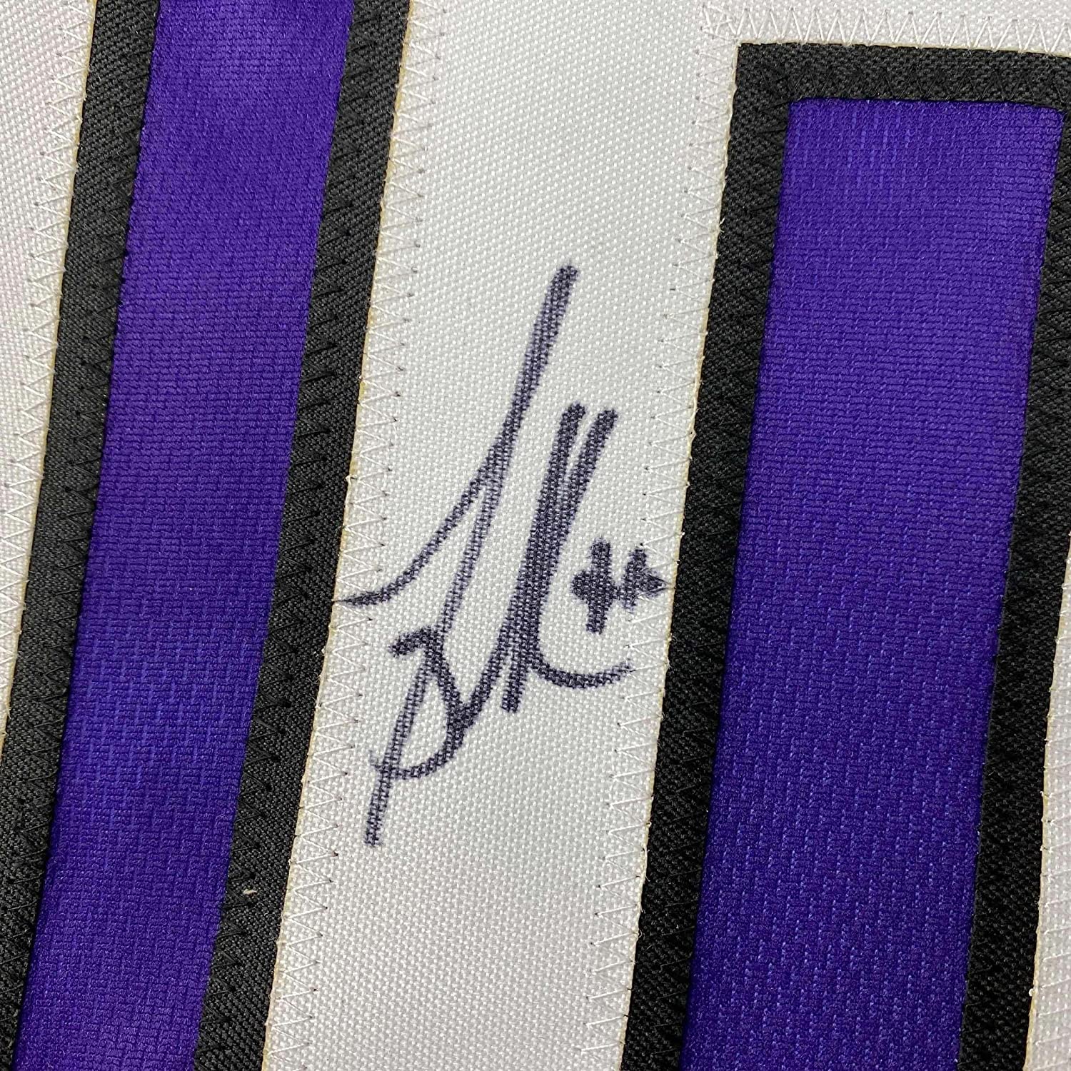 Framed Autographed/Signed Mike Bibby 35x39 Sacramento Purple Basketball Jersey Steiner COA