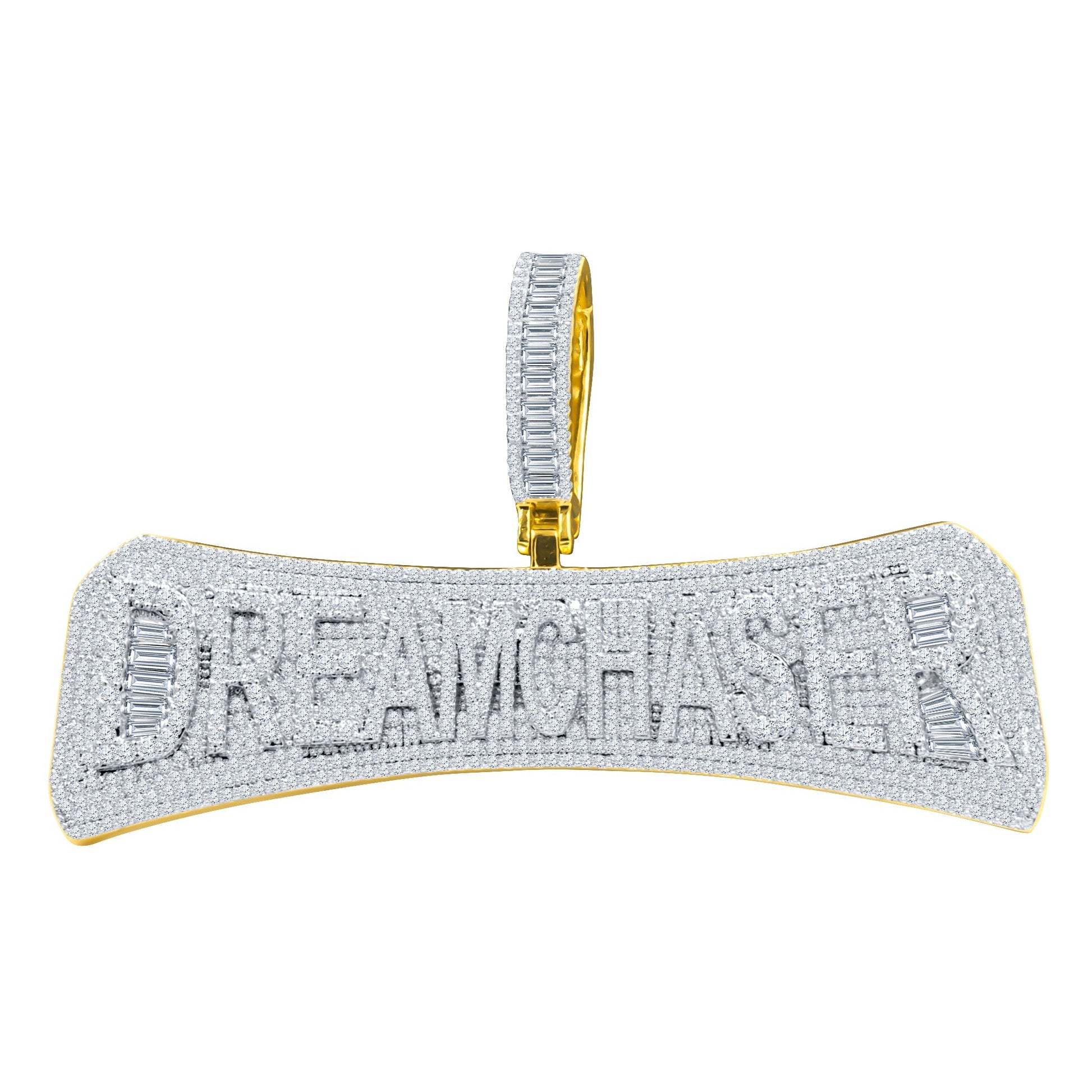 Hip Hop Iced Out Crystal Pendant Pave Baguette Charm