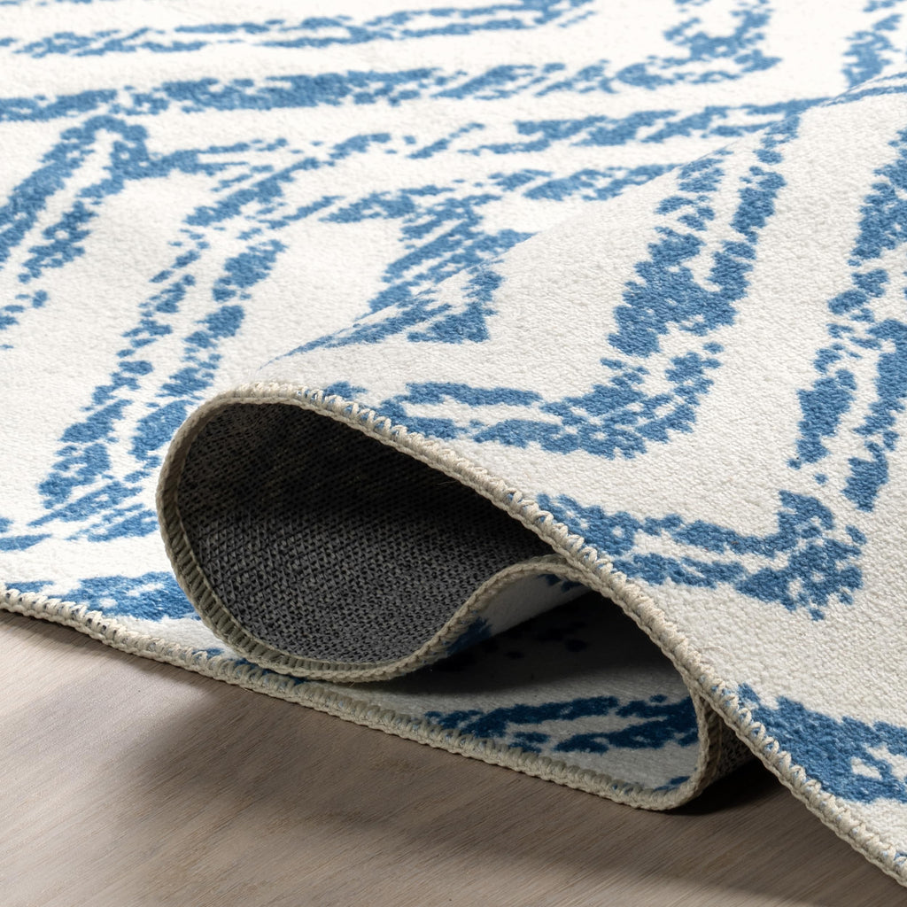 nuLOOM Rosanne Machine Washable Geometric Ultra Thin Runner Rug 2' 6" x 12' Blue