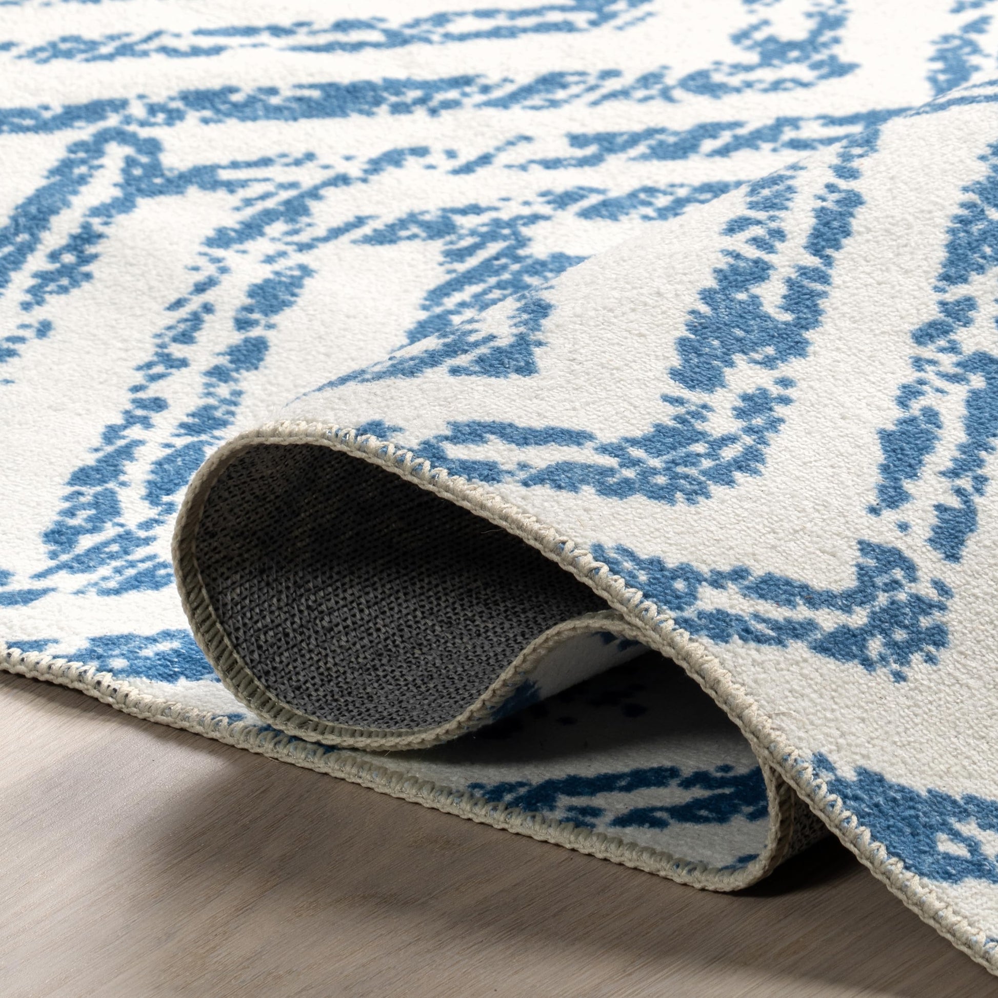 nuLOOM Rosanne Machine Washable Geometric Ultra Thin Runner Rug 2' 6" x 12' Blue