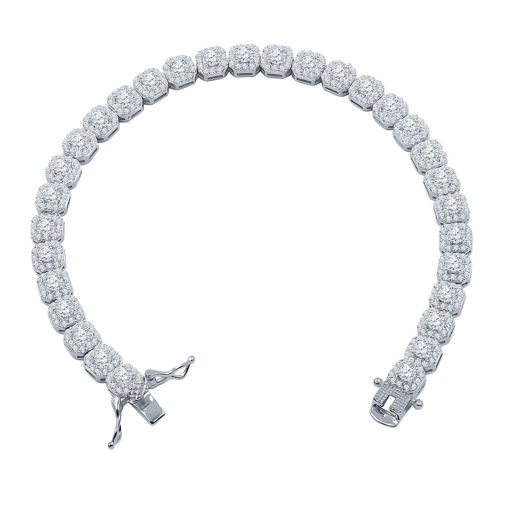 6MM Square Sterling Silver Tennis Bracelet For Women