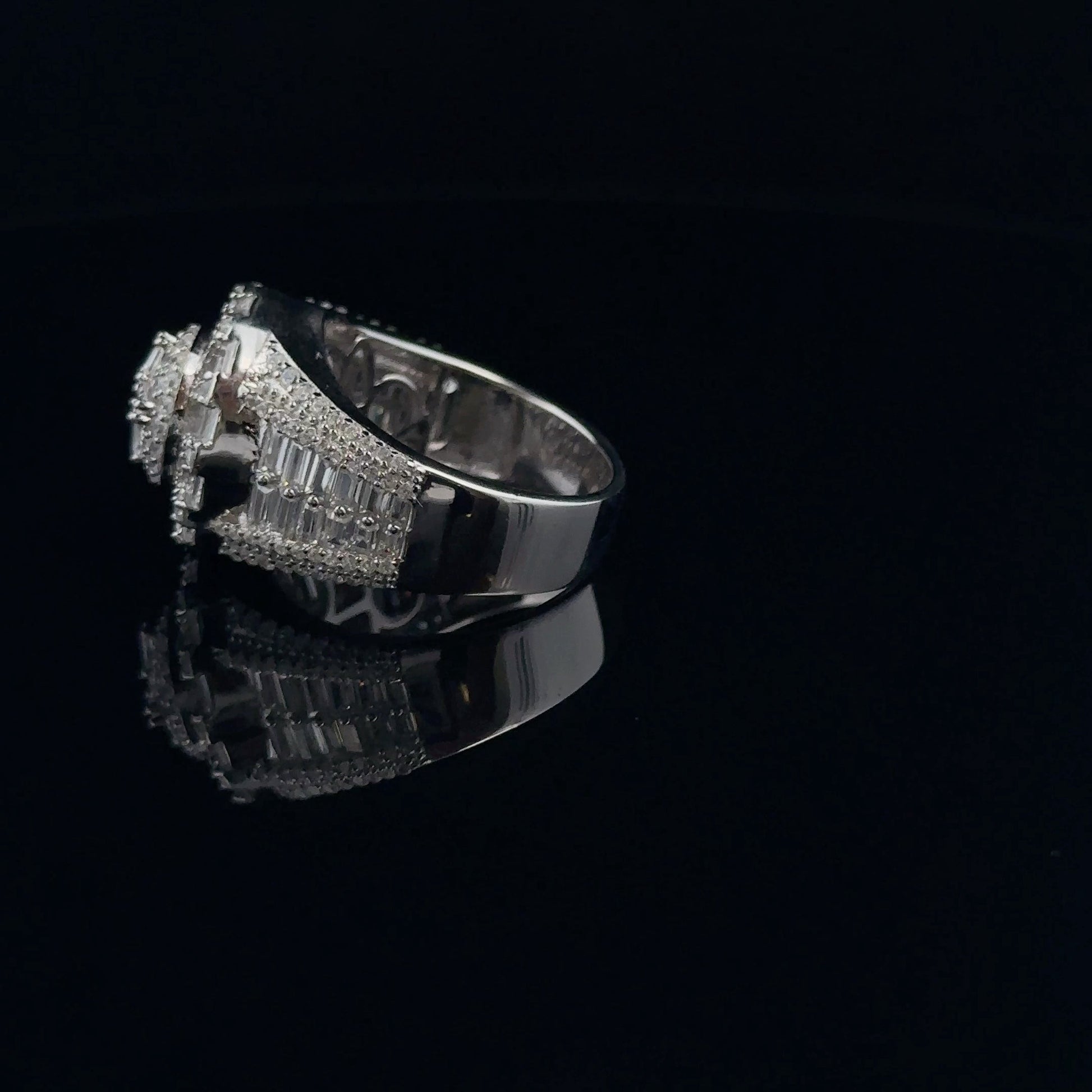 925 Sterling Silver Mens Iced Out CZ Signet Ring Pave Pro