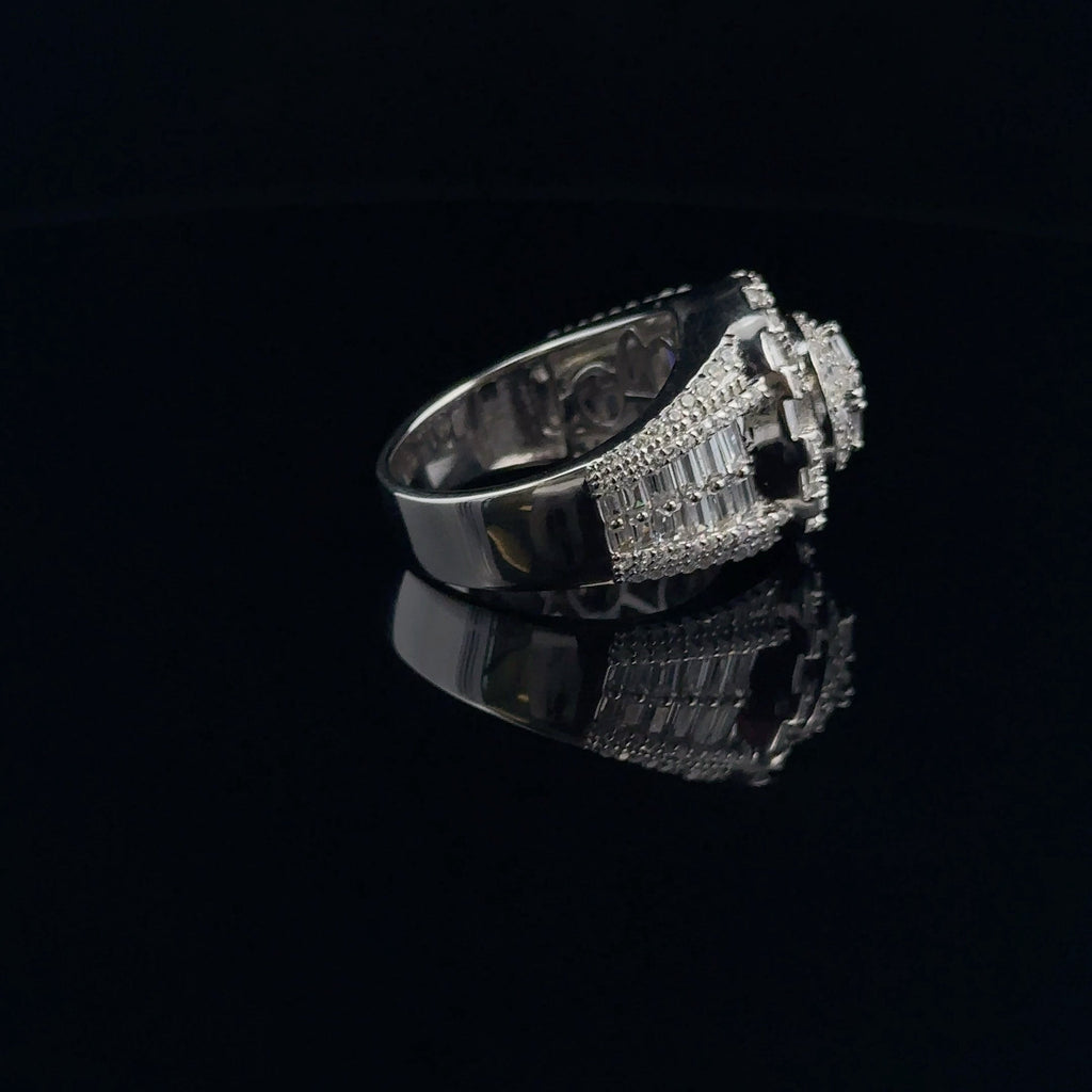 925 Sterling Silver Mens Iced Out CZ Signet Ring Pave Pro