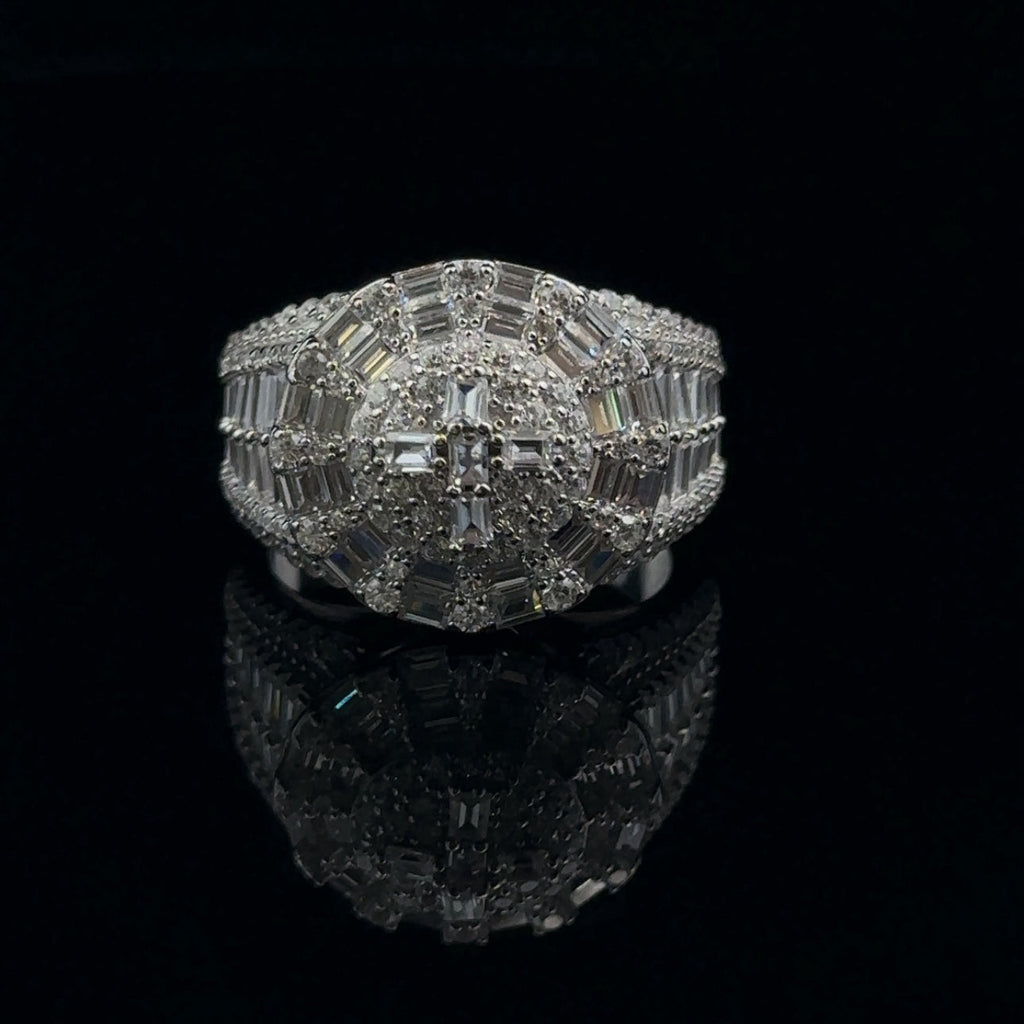 925 Sterling Silver Mens Iced Out CZ Signet Ring Pave Pro