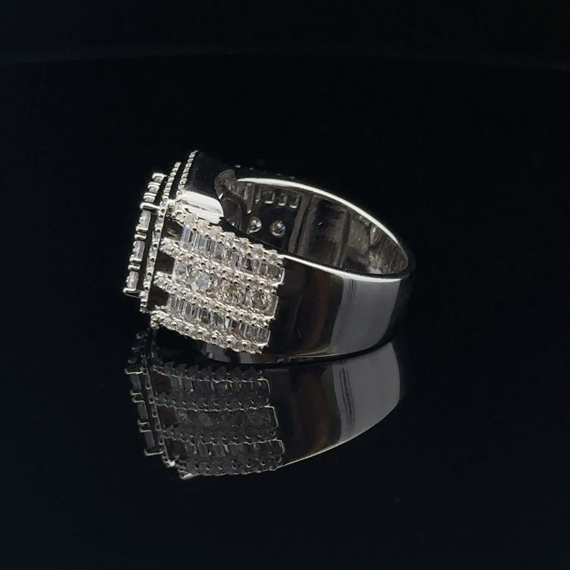 925 Sterling Silver Mens Iced Out CZ Square Wide Ring