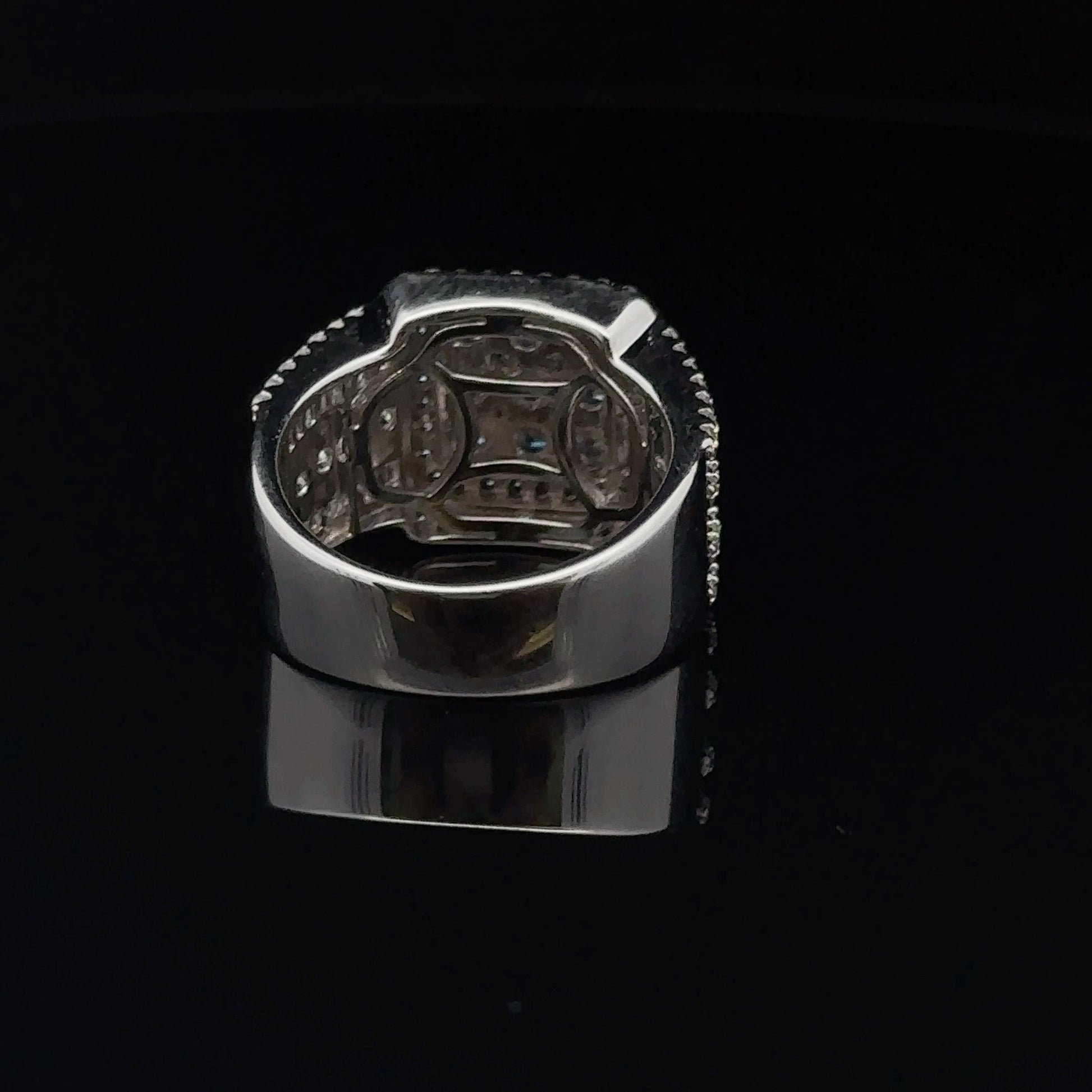 925 Sterling Silver Mens Iced Out CZ Square Wide Ring
