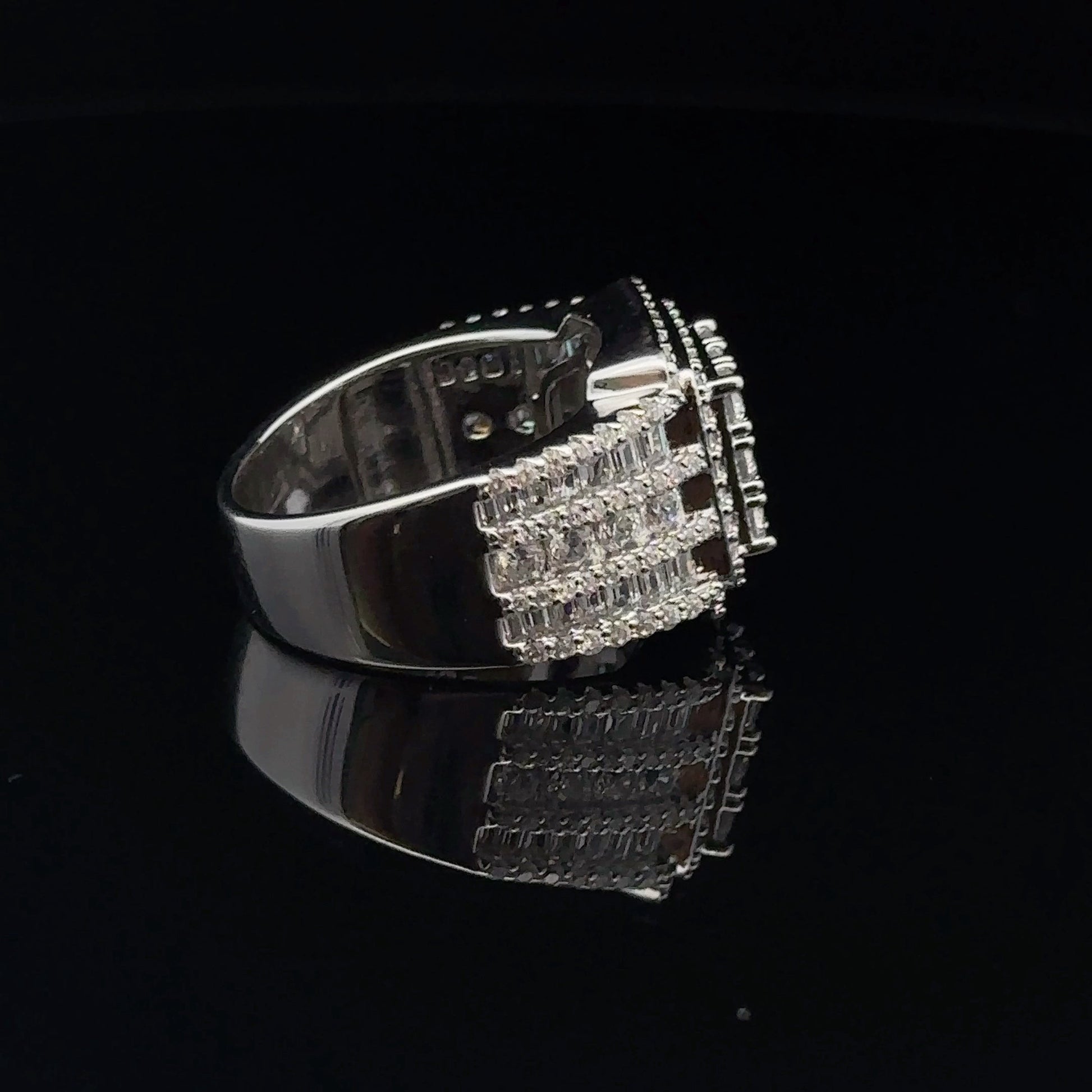 925 Sterling Silver Mens Iced Out CZ Square Wide Ring