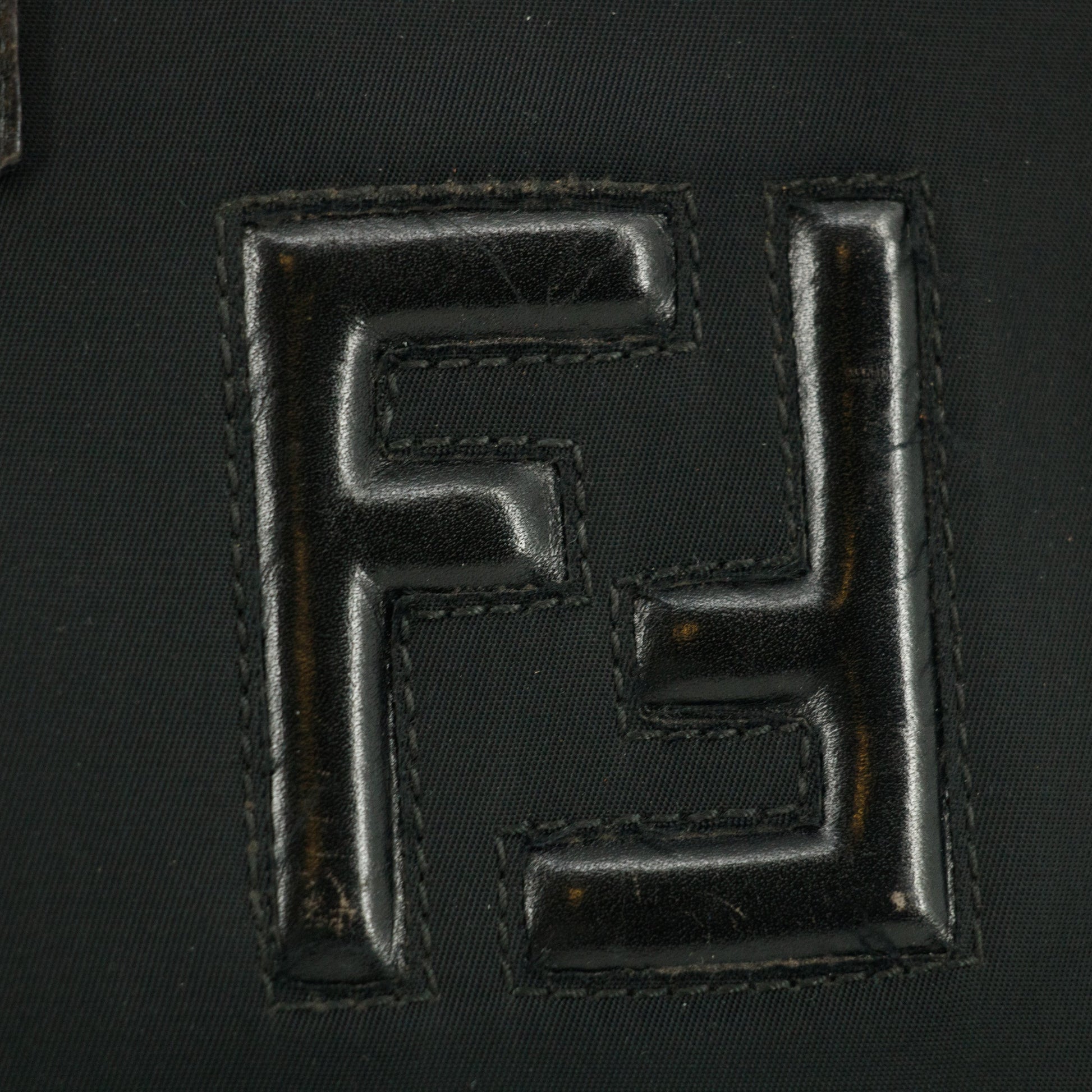 Fendi Black Nylon x Leather Shoulder Bag #9239