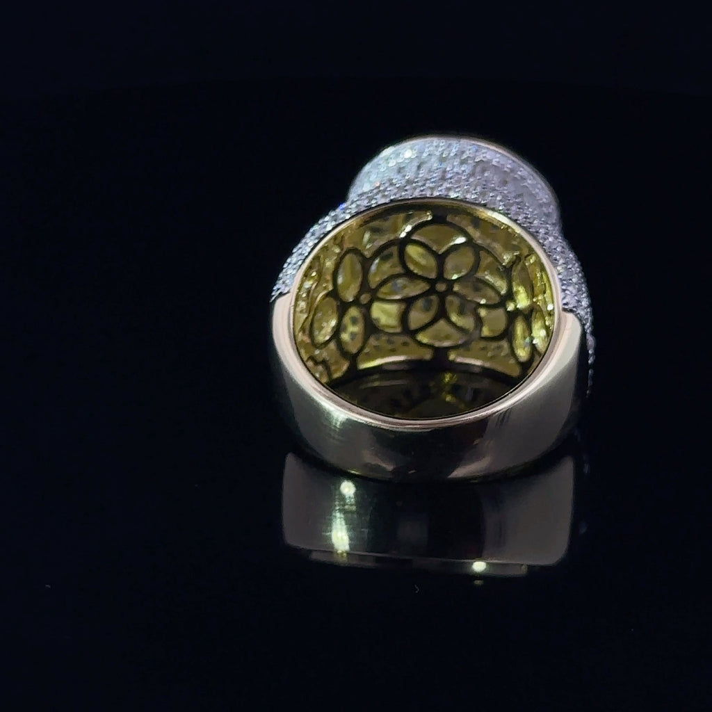 925 Sterling Gold Iced Out Mens CZ Ring Baguette Mix