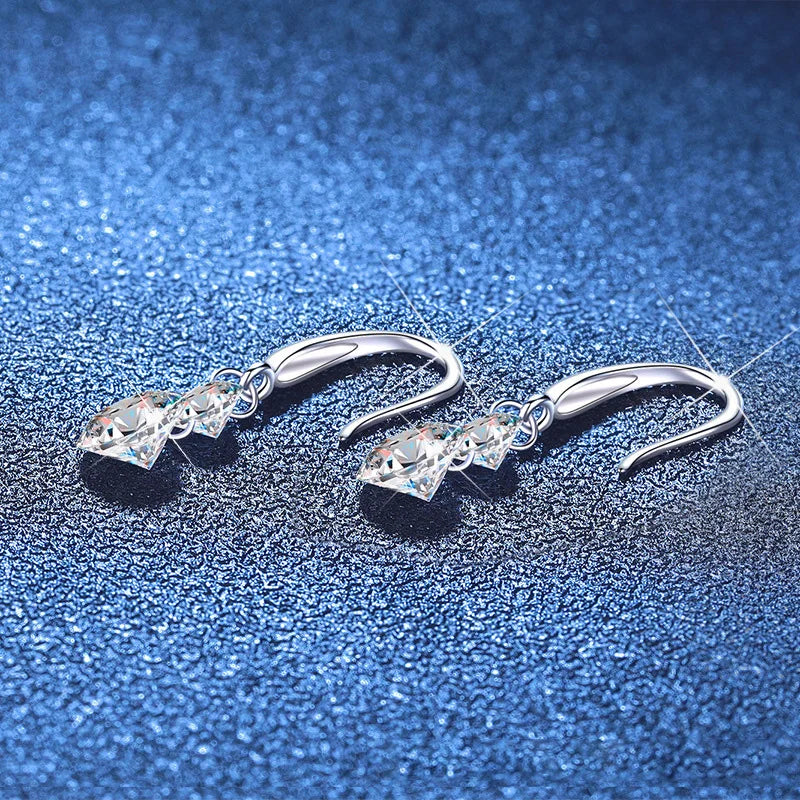 925 Sterling Silver 1.5ct Double Round Moissanite Stud Earrings For Women