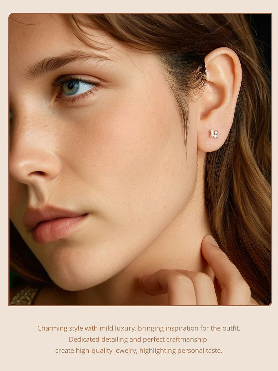 925 Sterling Silver 4-Leaf Clover Moissanite Earrings Hypoallergenic Screwback