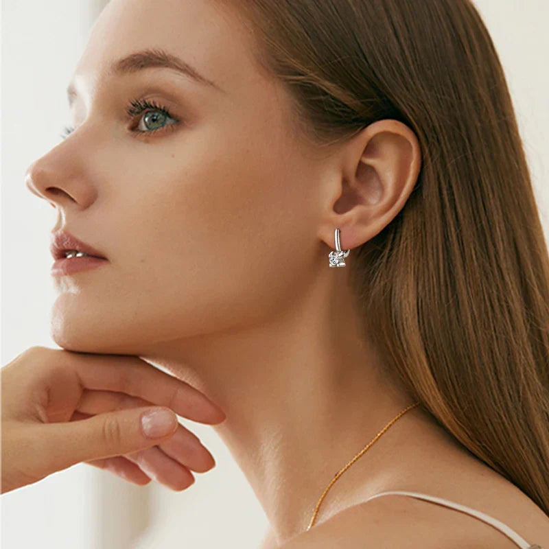 925 Sterling Silver 5mm D-Color Moissanite Huggie Hoop Earrings For Women