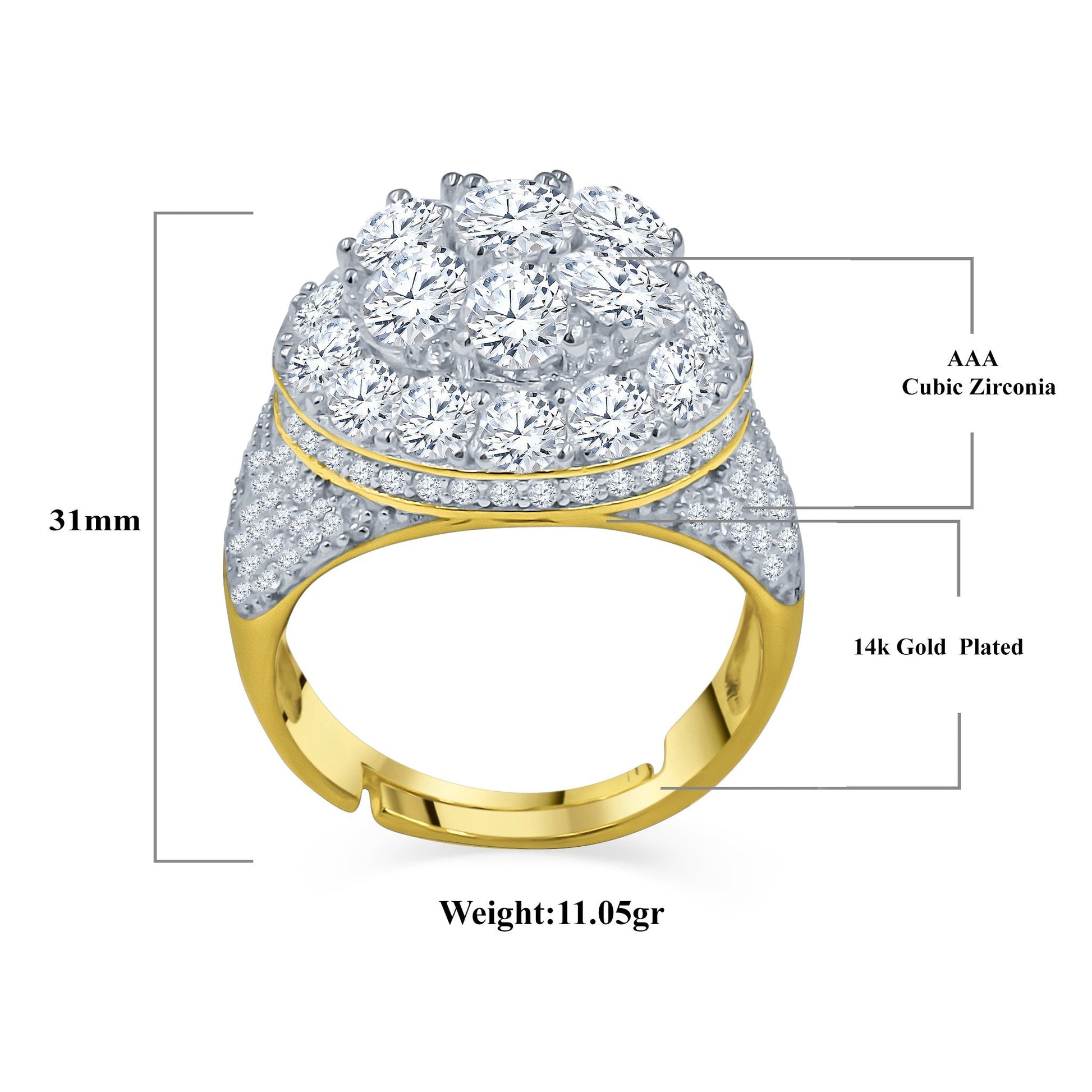 925 Sterling Silver Angelic Ring Micro-Pave AAA CZ Prong Set, Multiple Sizes