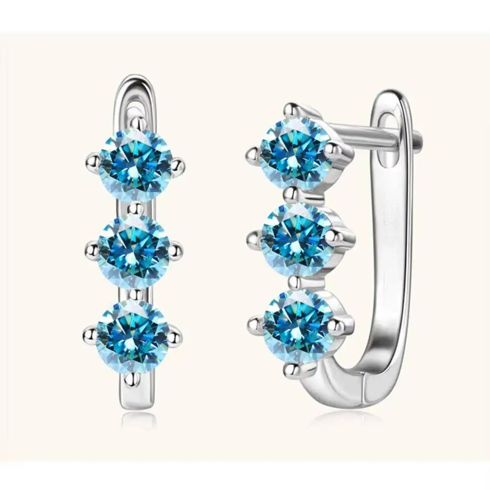 925 Sterling Silver Moissanite Hoop Earrings.1ct 6D For Women Valentine Gift