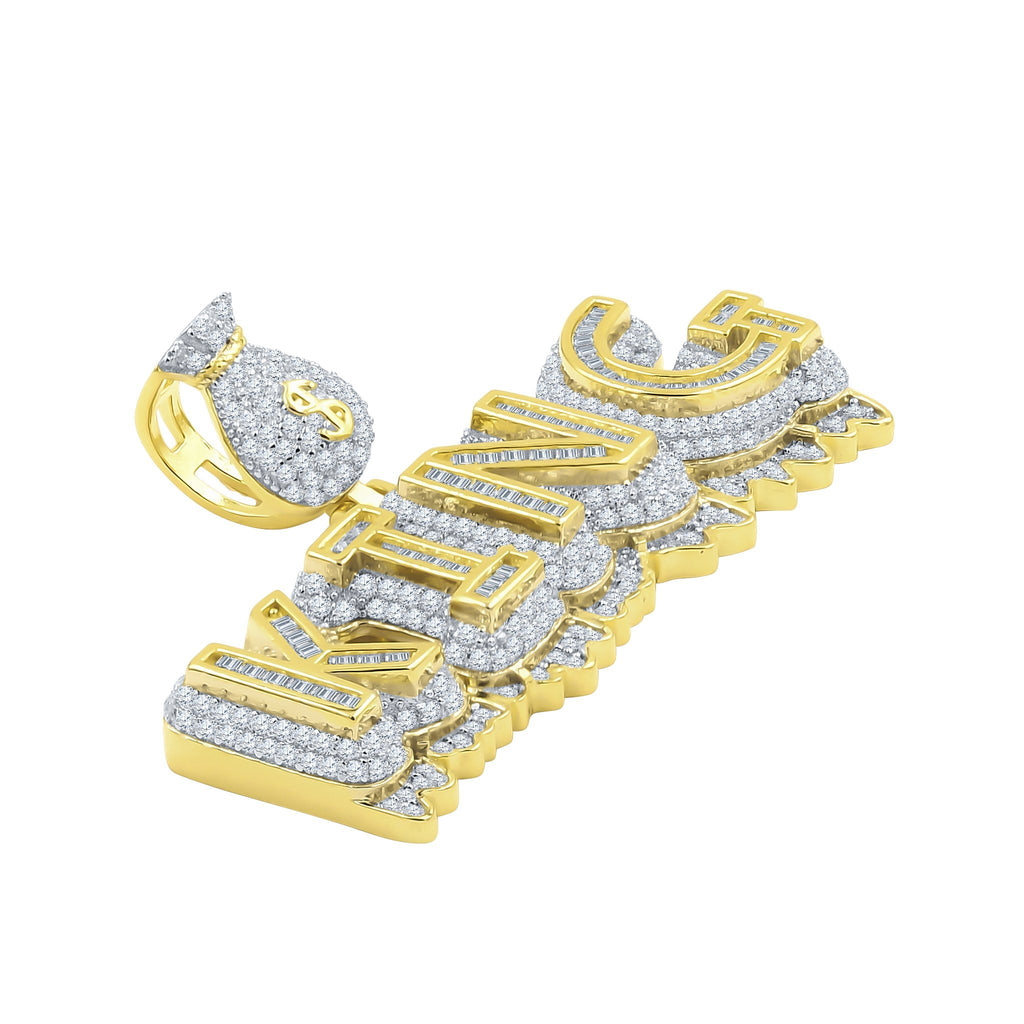 925 Sterling Silver CZ Crown Pendant Iced Statement